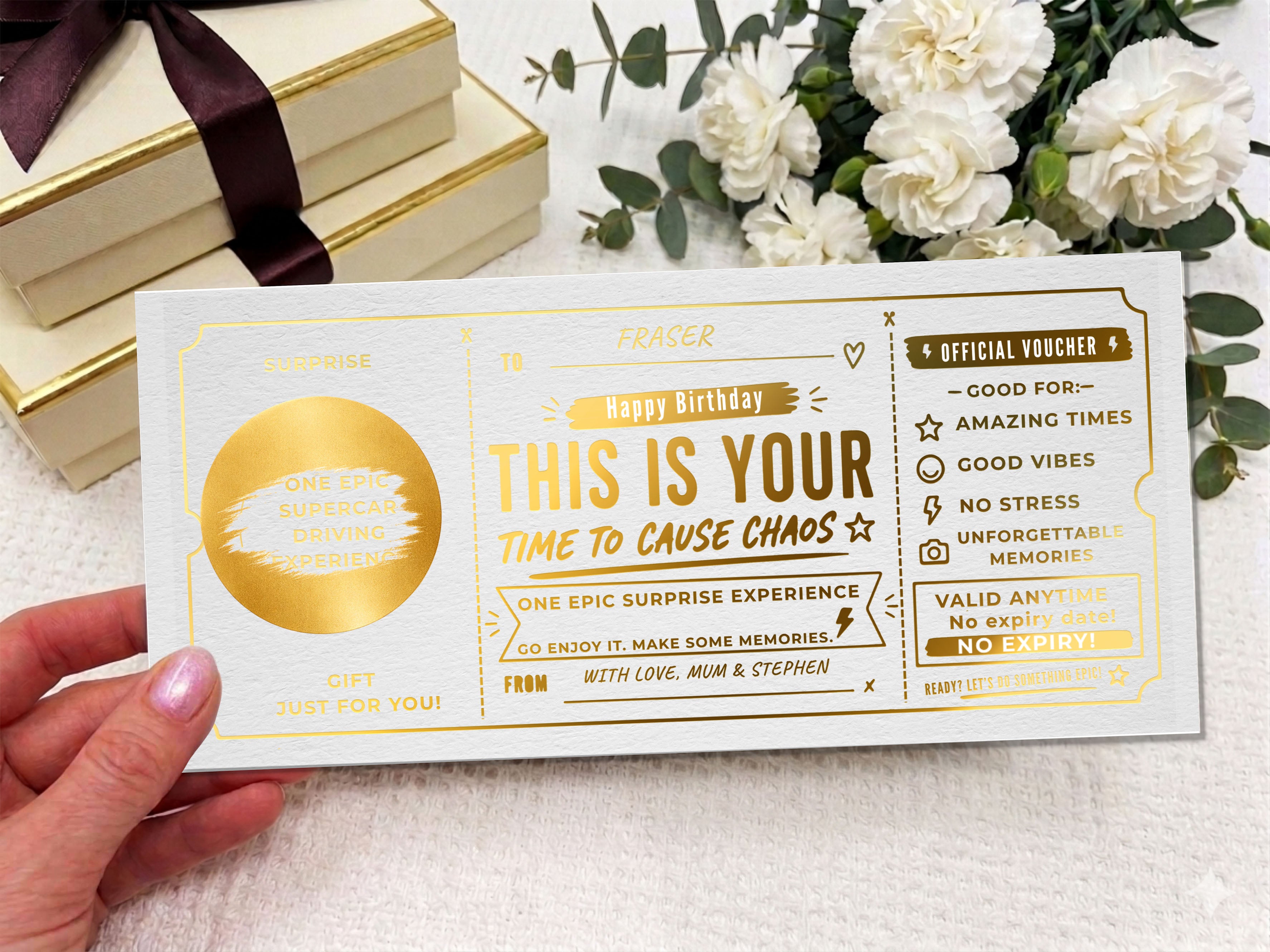 Personalised Supercar Driving Experience Voucher Card (Physical Gift)