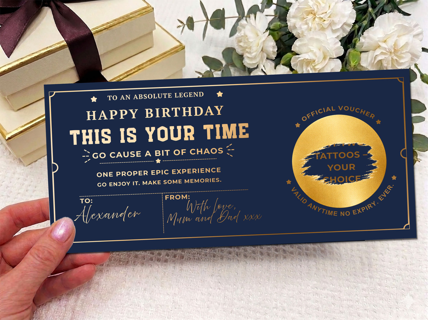 Personalised Tattoo Experience Voucher Card (Physical Gift)