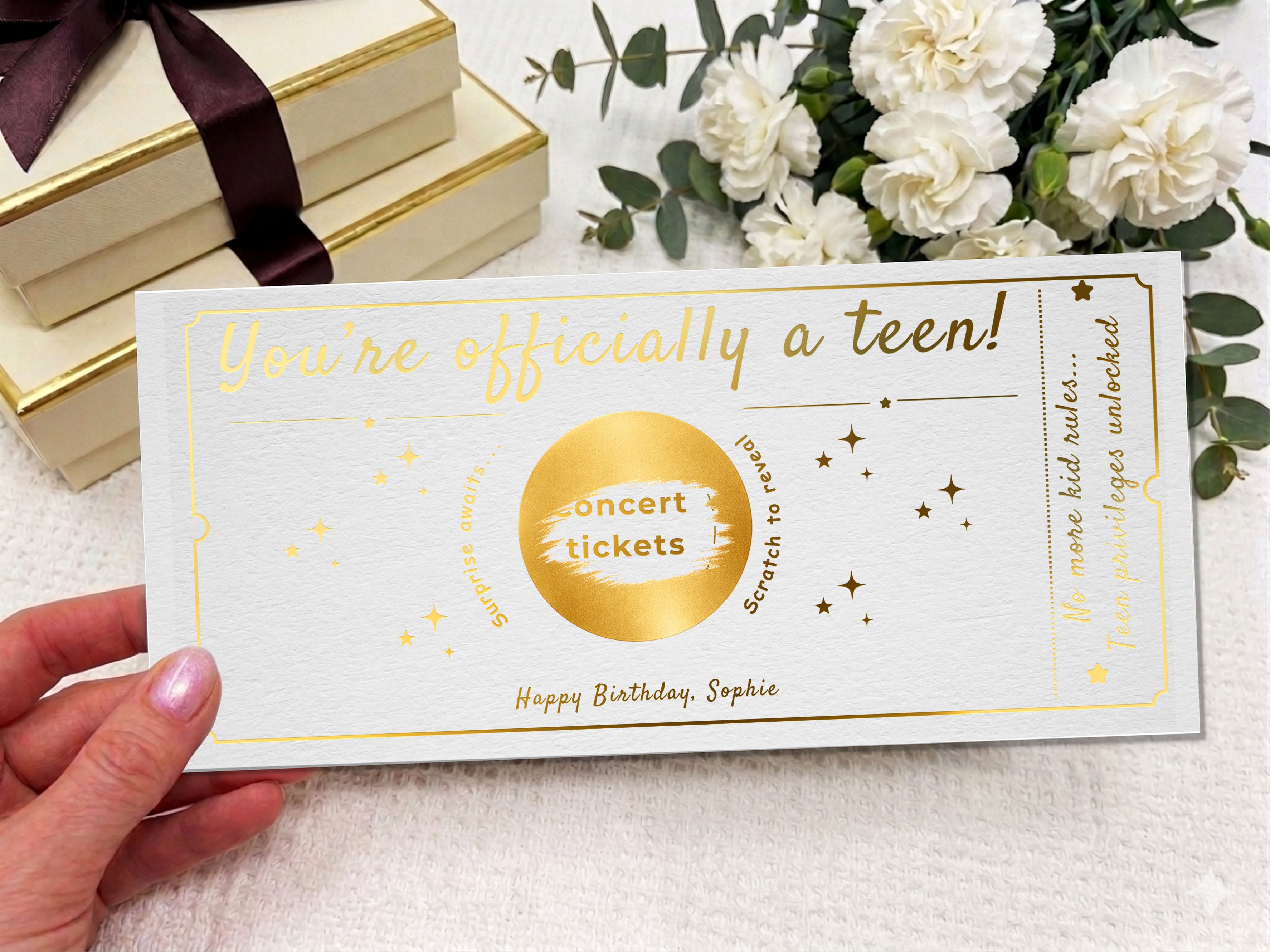 Personalised Teen Birthday Scratch Card – Concert Ticket Surprise Gift