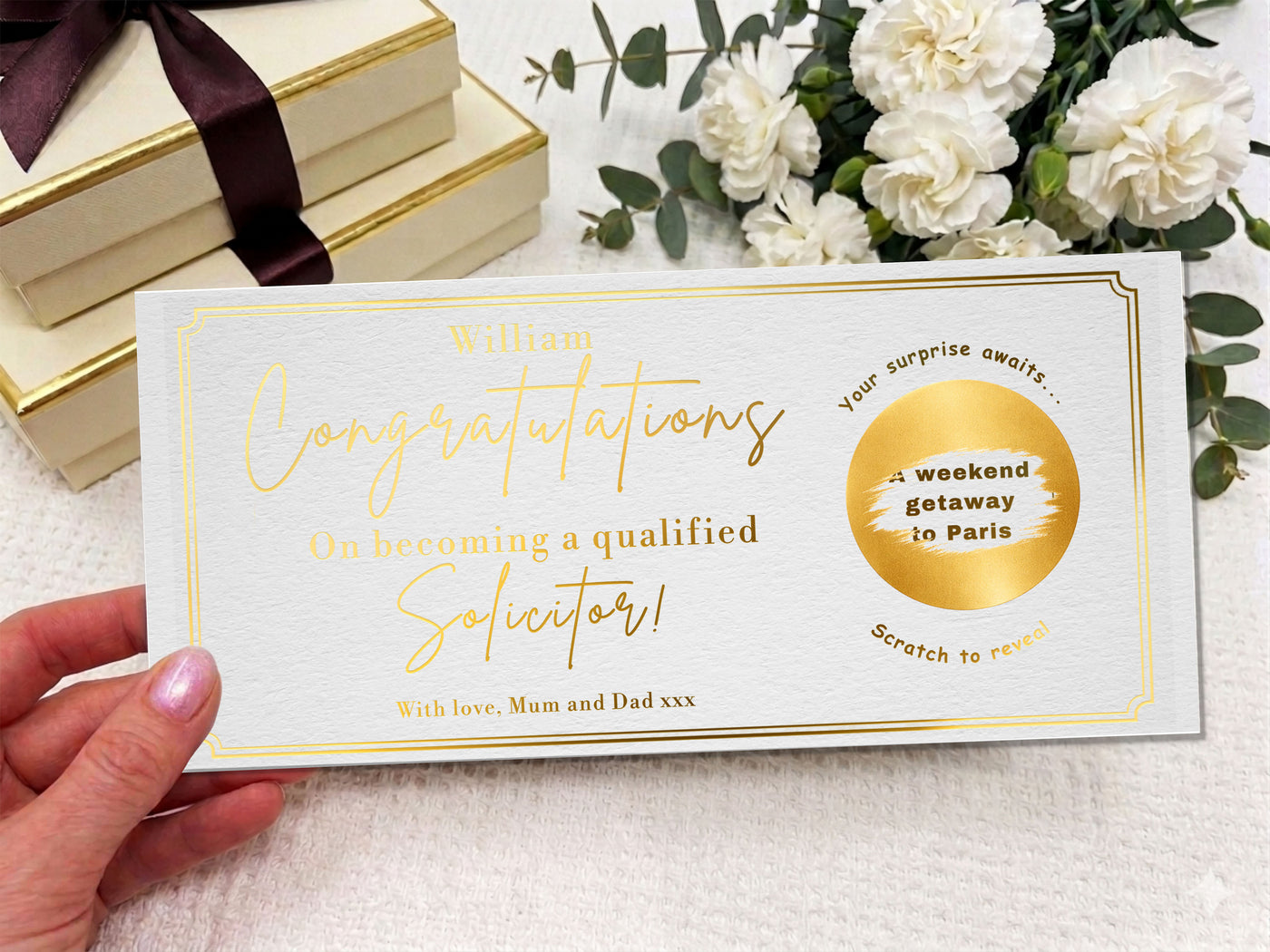Personalised Solicitor Congratulations Scratch Card – Paris Surprise Gift