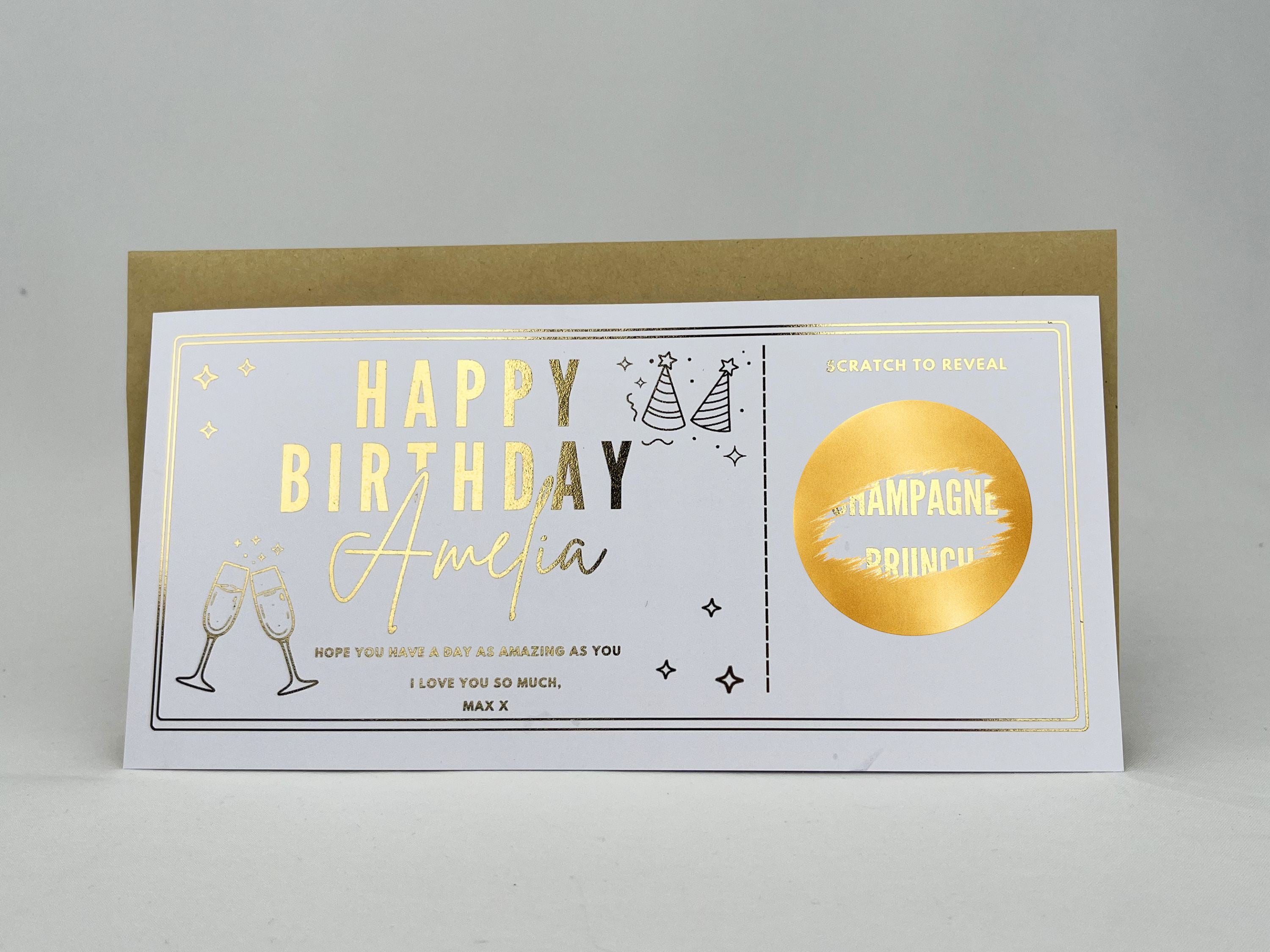 Personalized Gold Foil Scratch-Off Surprise Reveal Gift Card