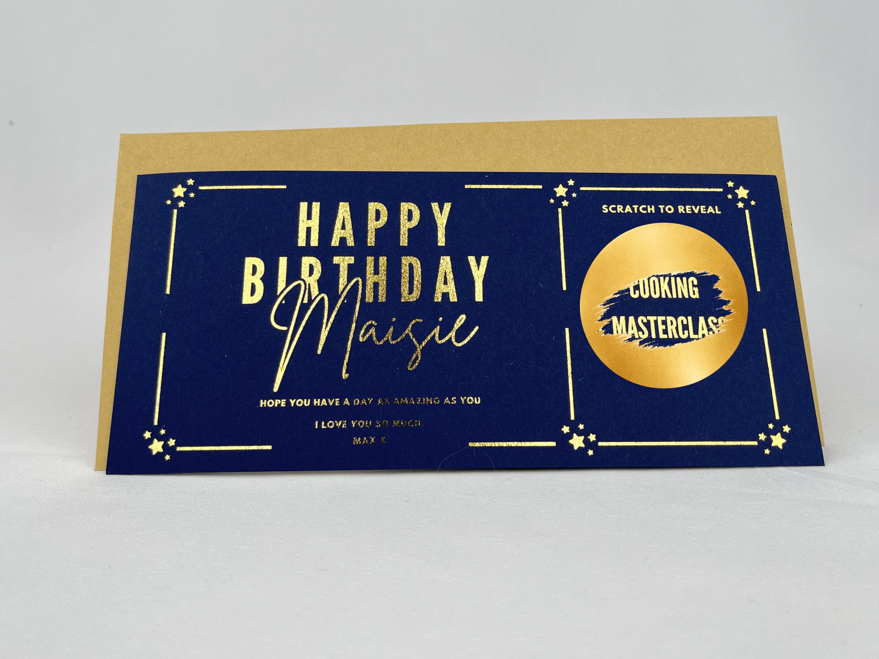 Personalised Gold Foil Scratch-Off Reveal Card for Any Occasion