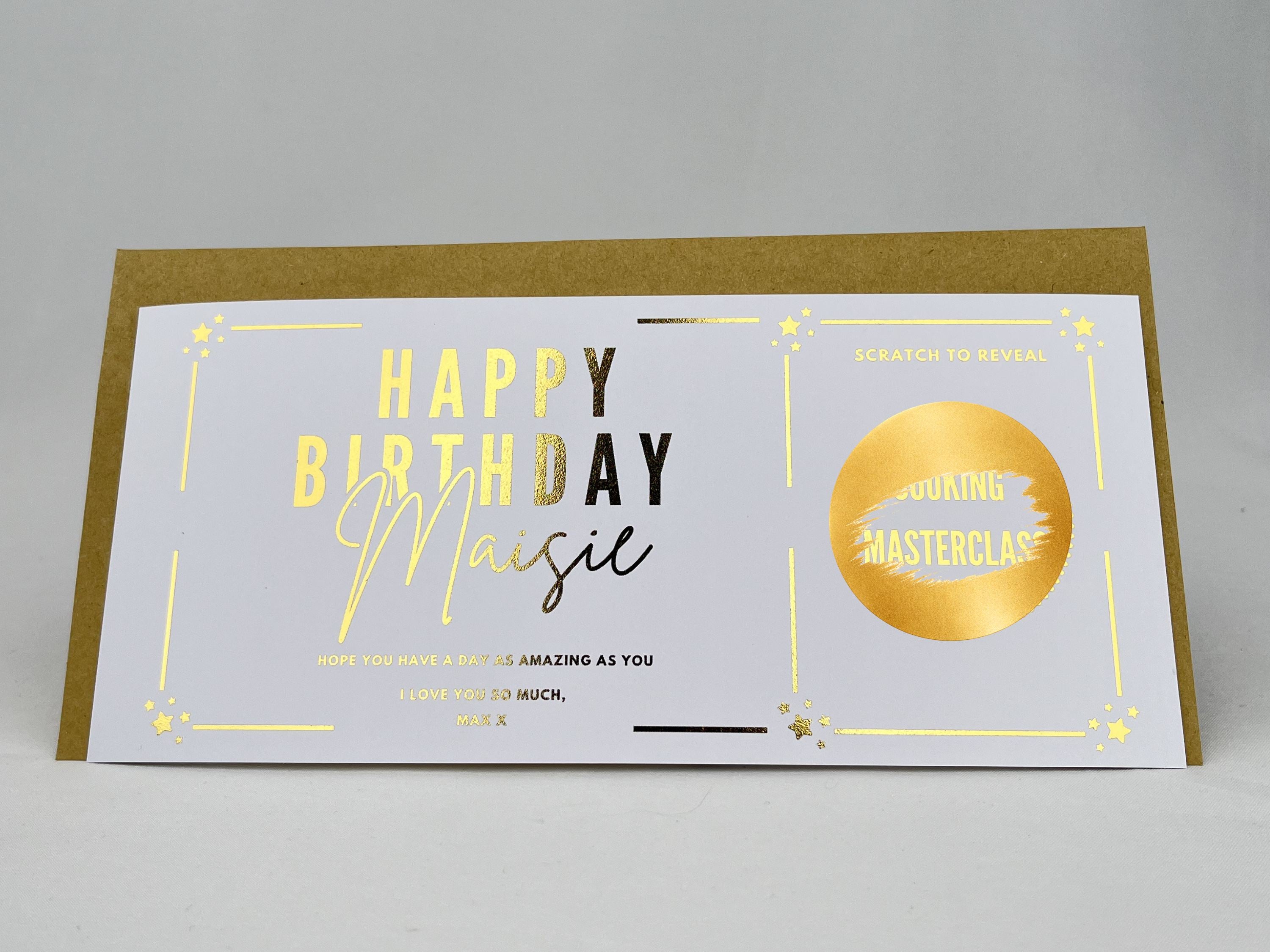 Personalised Gold Foil Scratch-Off Reveal Card for Any Occasion