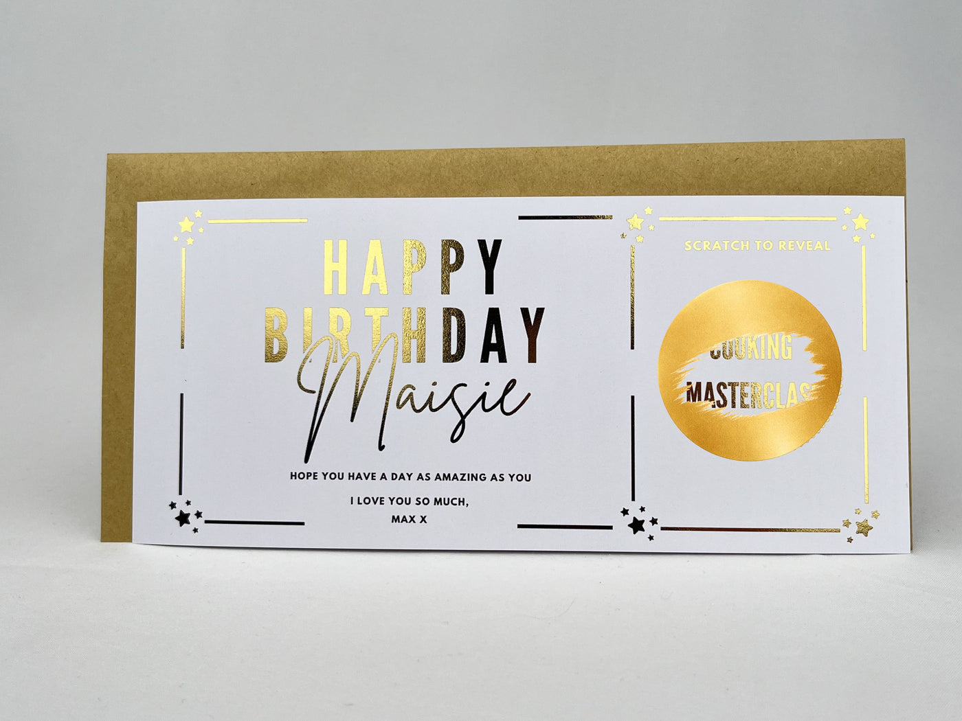Personalised Gold Foil Scratch-Off Reveal Card for Any Occasion