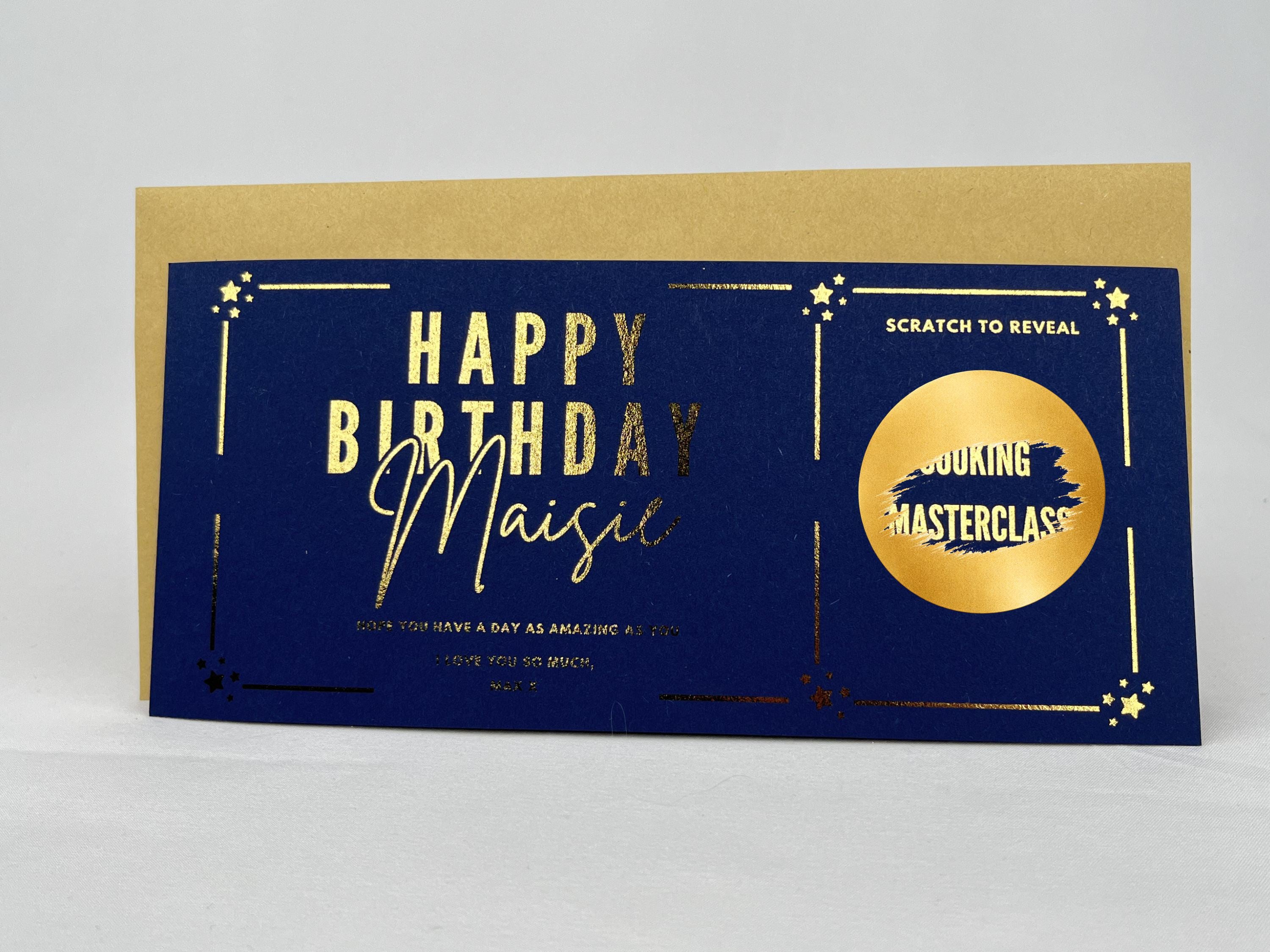 Personalised Gold Foil Scratch-Off Reveal Card for Any Occasion