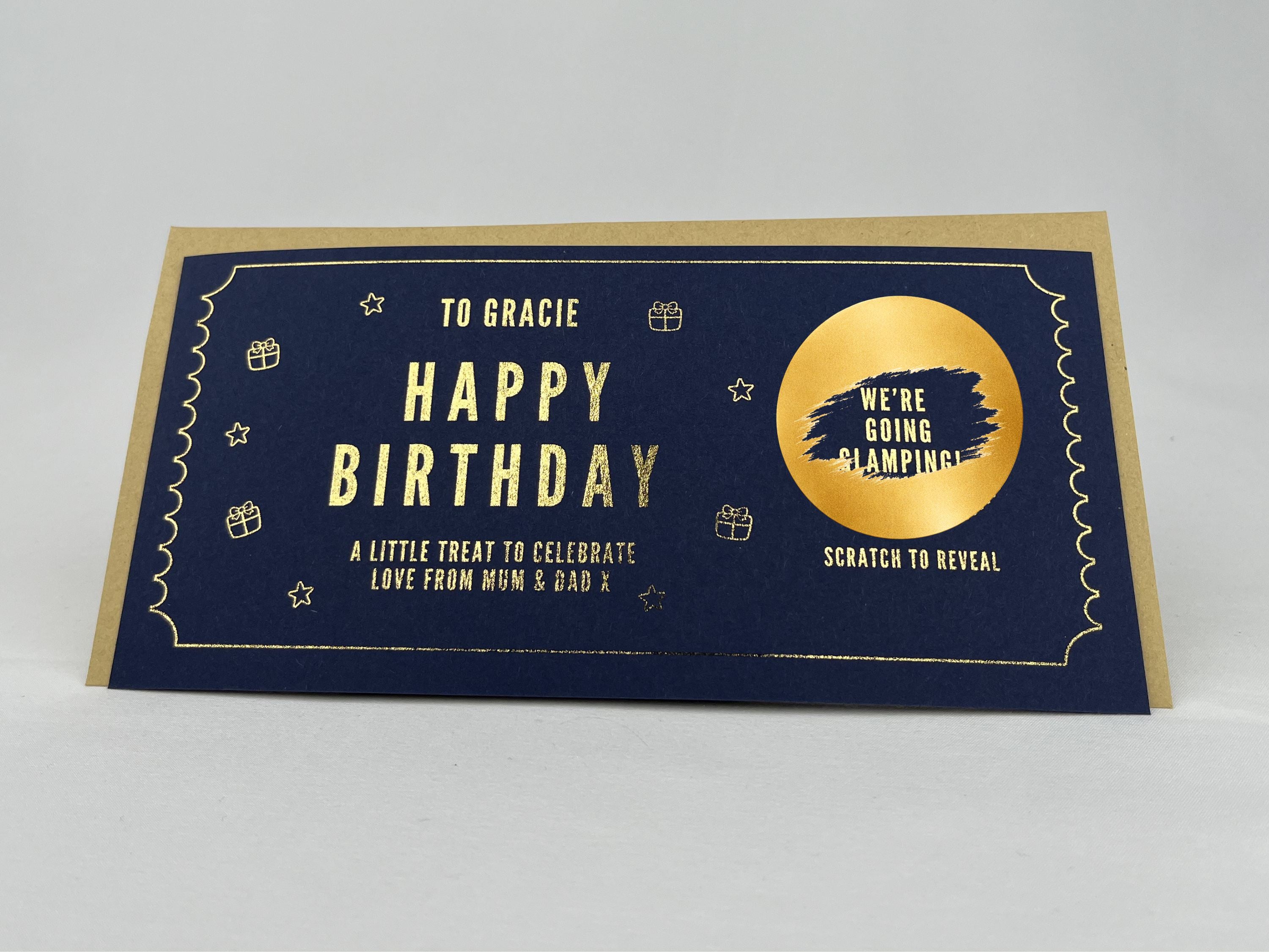 Personalised Golden Ticket Scratch Reveal Card