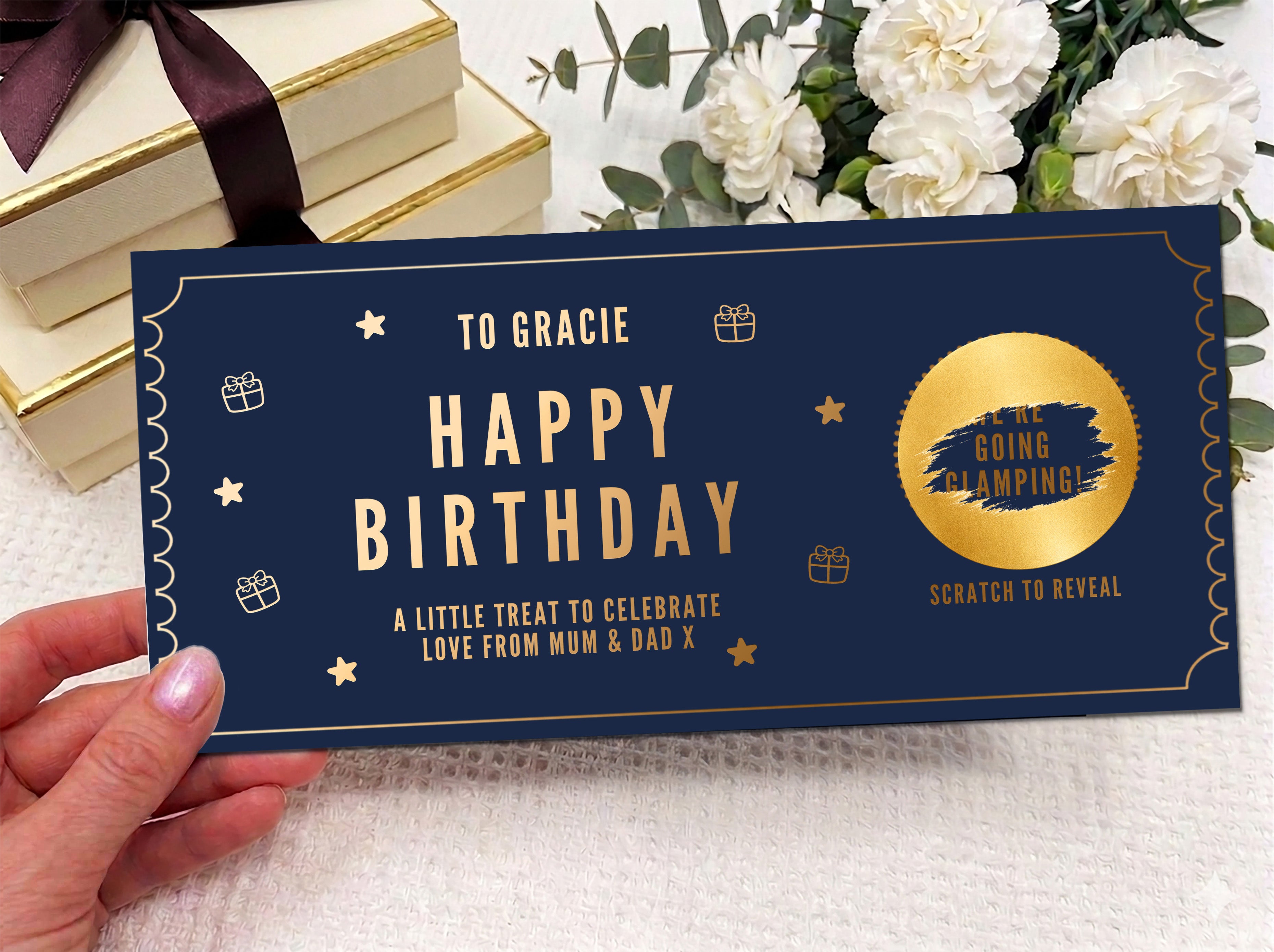 Personalised Golden Ticket Scratch Reveal Card