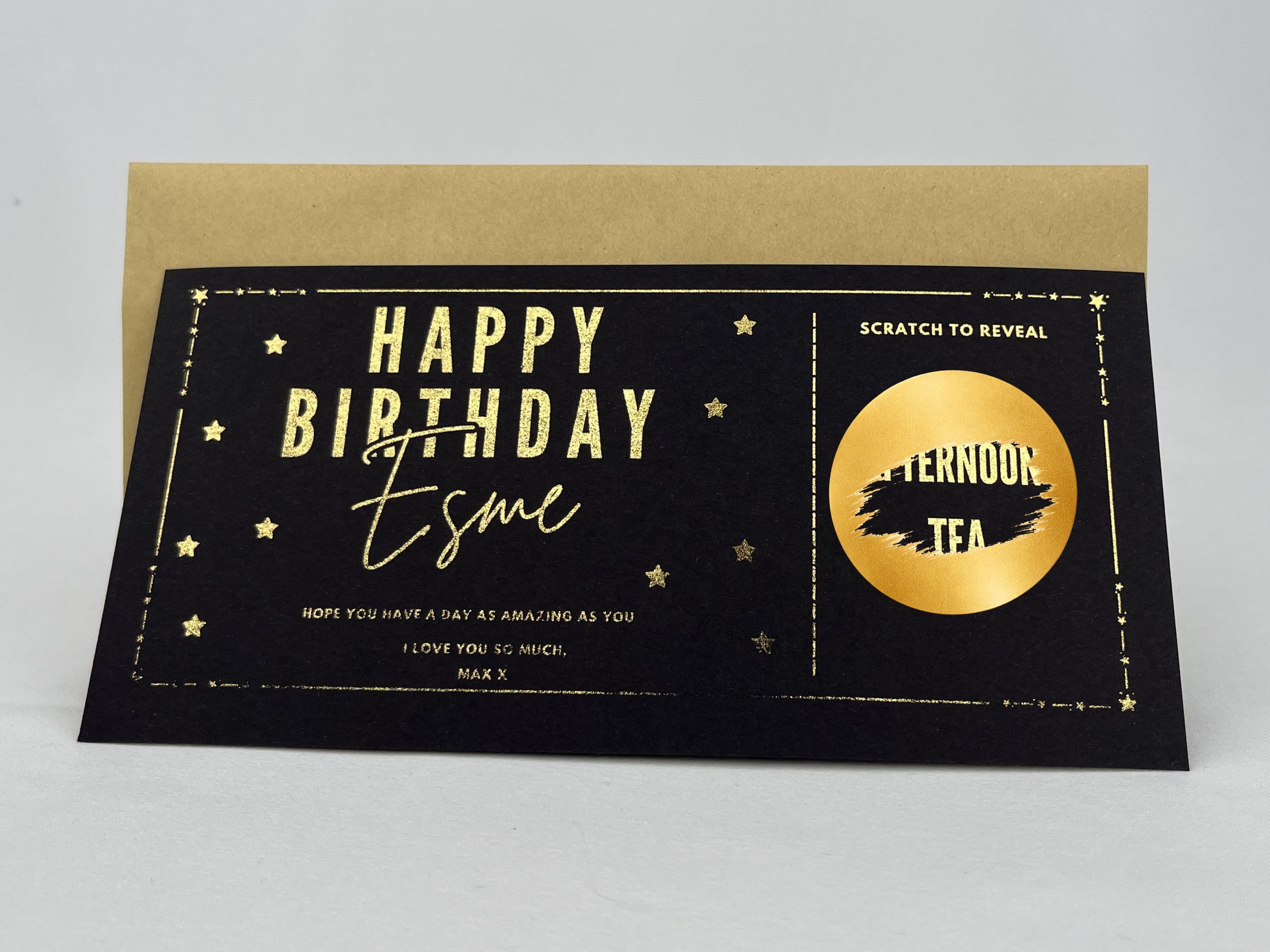 Personalised Gold Foil Star Border Scratch Reveal Card