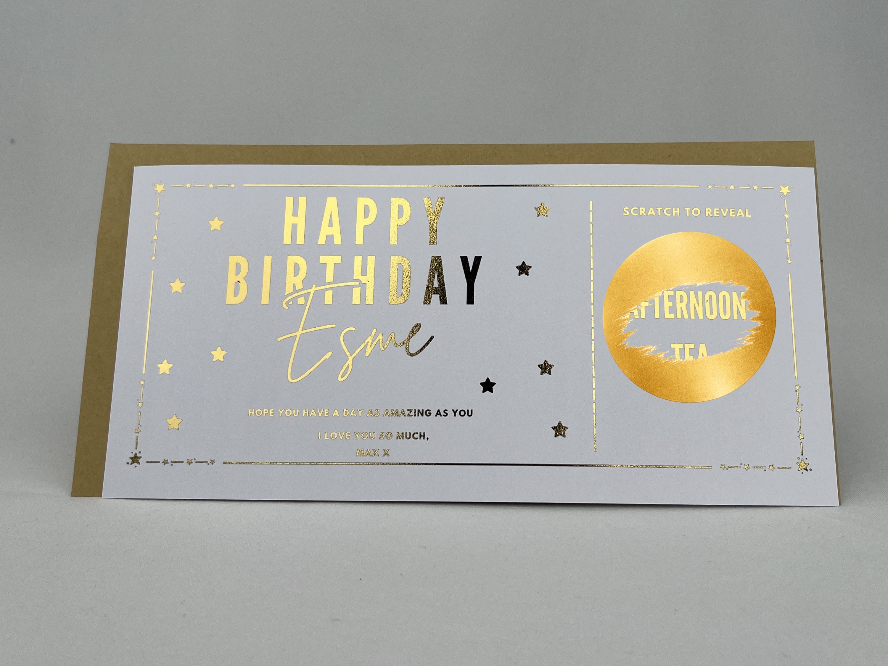Personalised Gold Foil Star Border Scratch Reveal Card