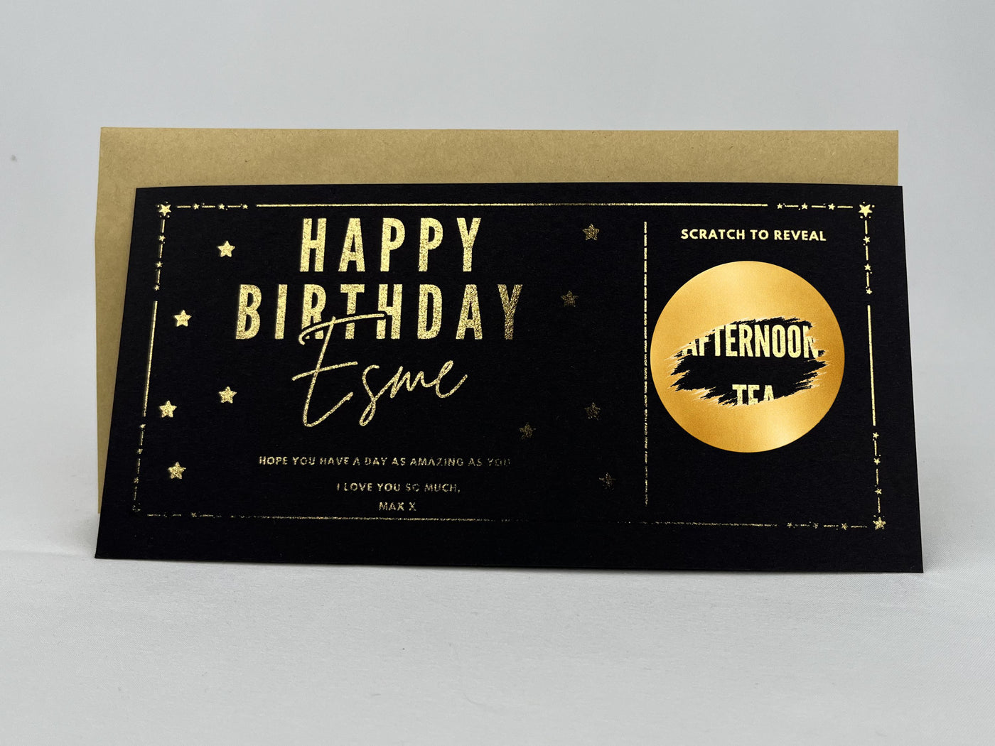 Personalised Gold Foil Star Border Scratch Reveal Card