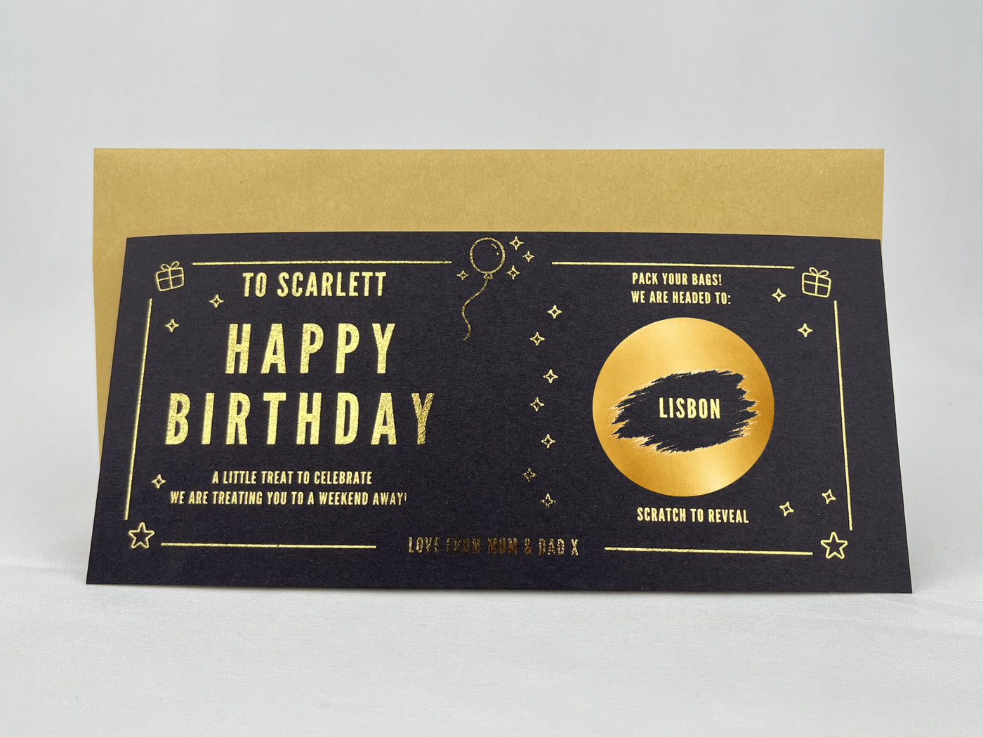 Personalised Gold Foil Milestone Celebration Scratch Card