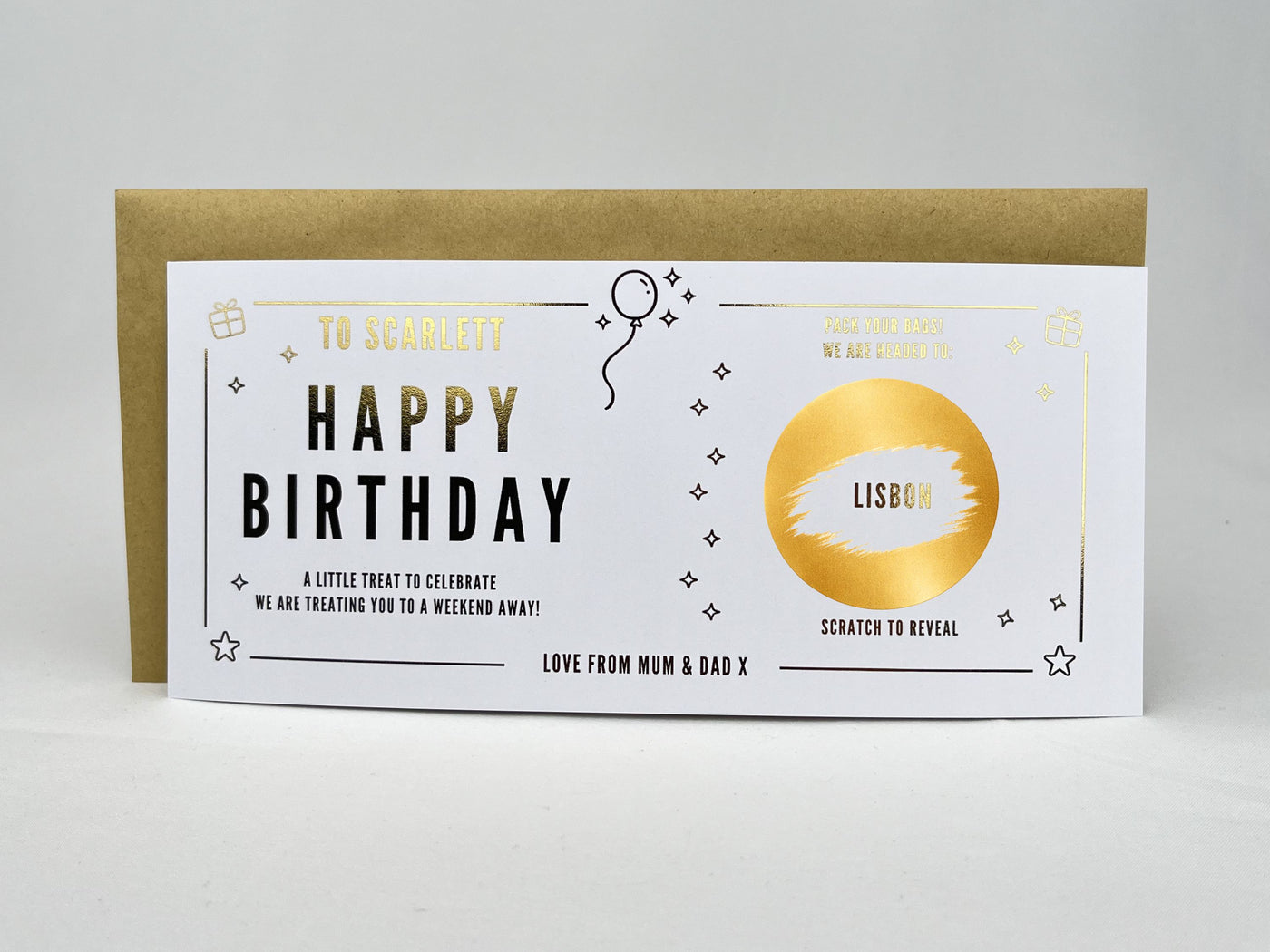 Personalised Gold Foil Milestone Celebration Scratch Card