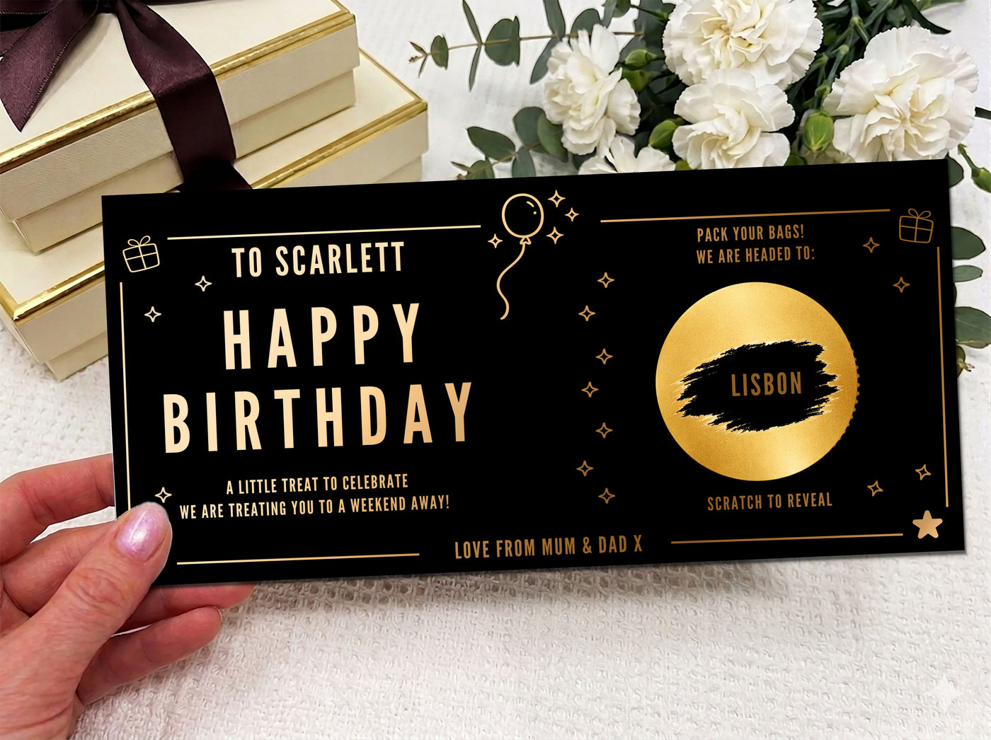 Personalised Gold Foil Milestone Celebration Scratch Card