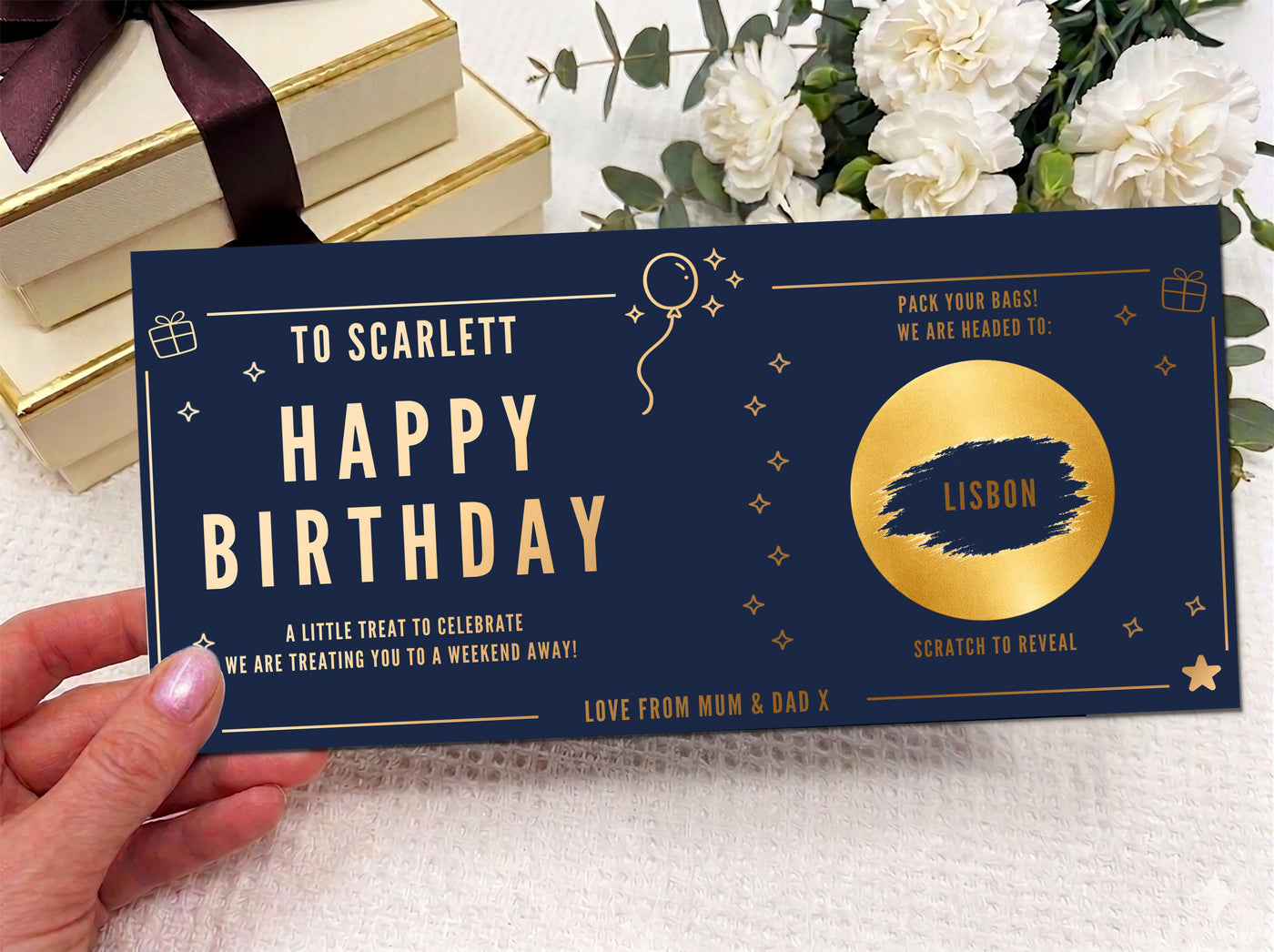 Personalised Gold Foil Milestone Celebration Scratch Card