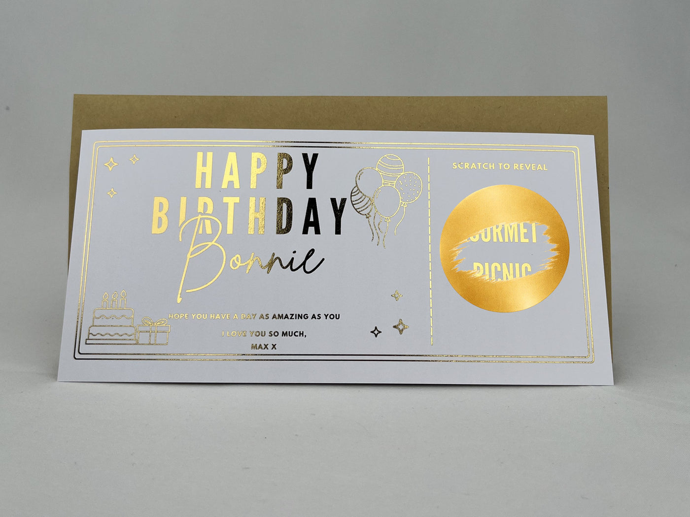 Personalised Gold Milestone Birthday Scratch Reveal Ticket