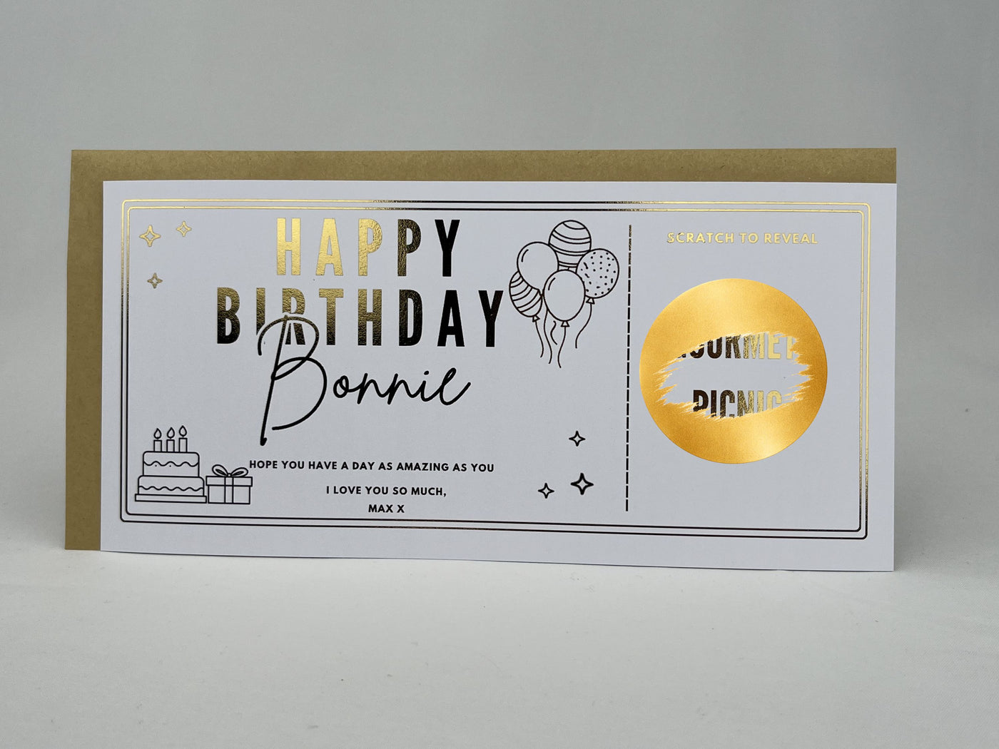 Personalised Gold Milestone Birthday Scratch Reveal Ticket