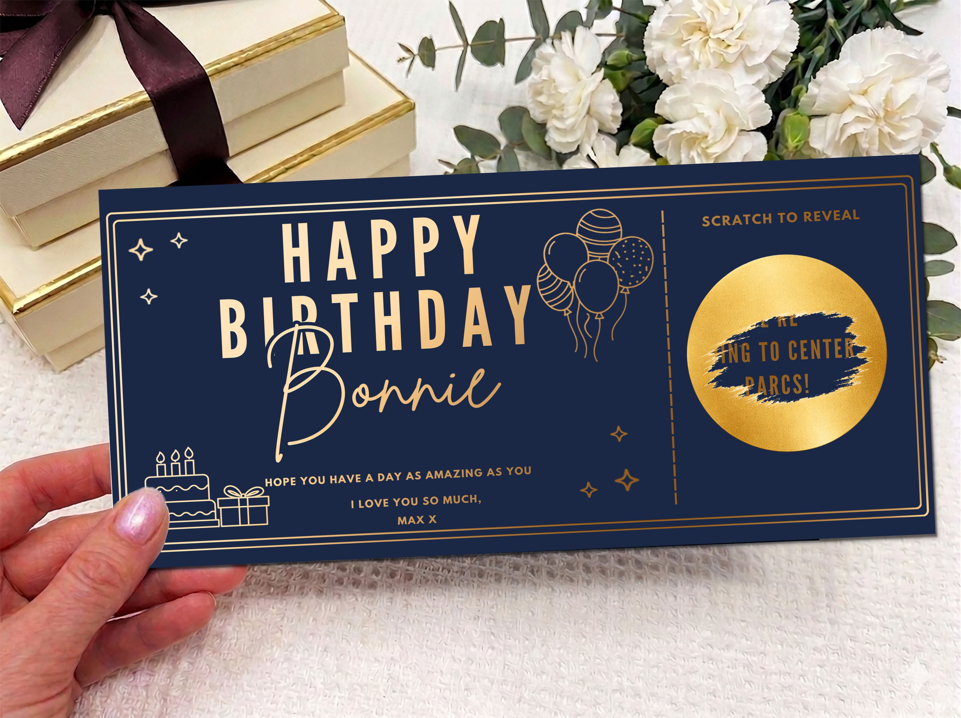 Personalised Gold Milestone Birthday Scratch Reveal Ticket