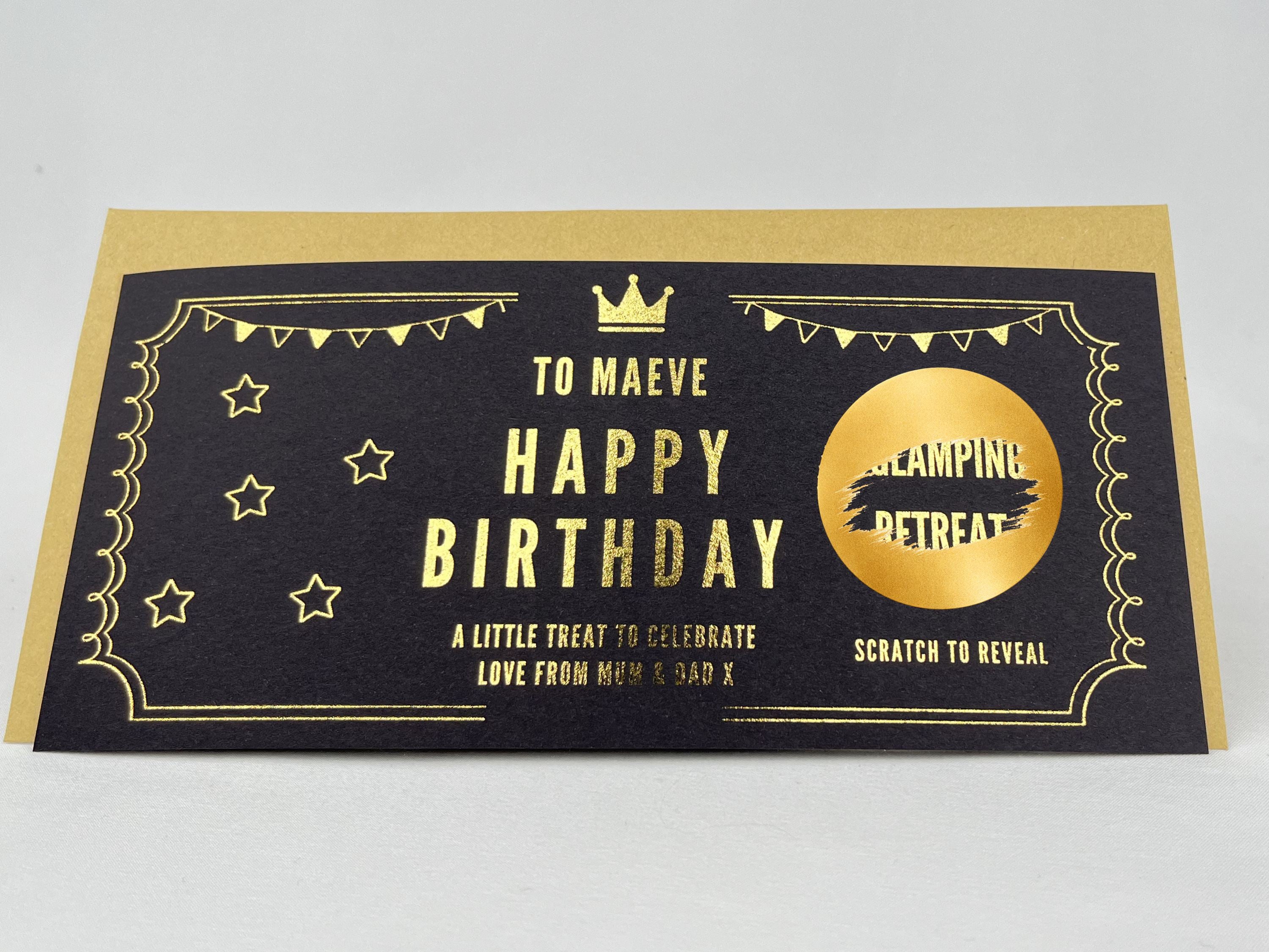 Personalised Gold Crown Birthday Scratch Reveal Gift Voucher