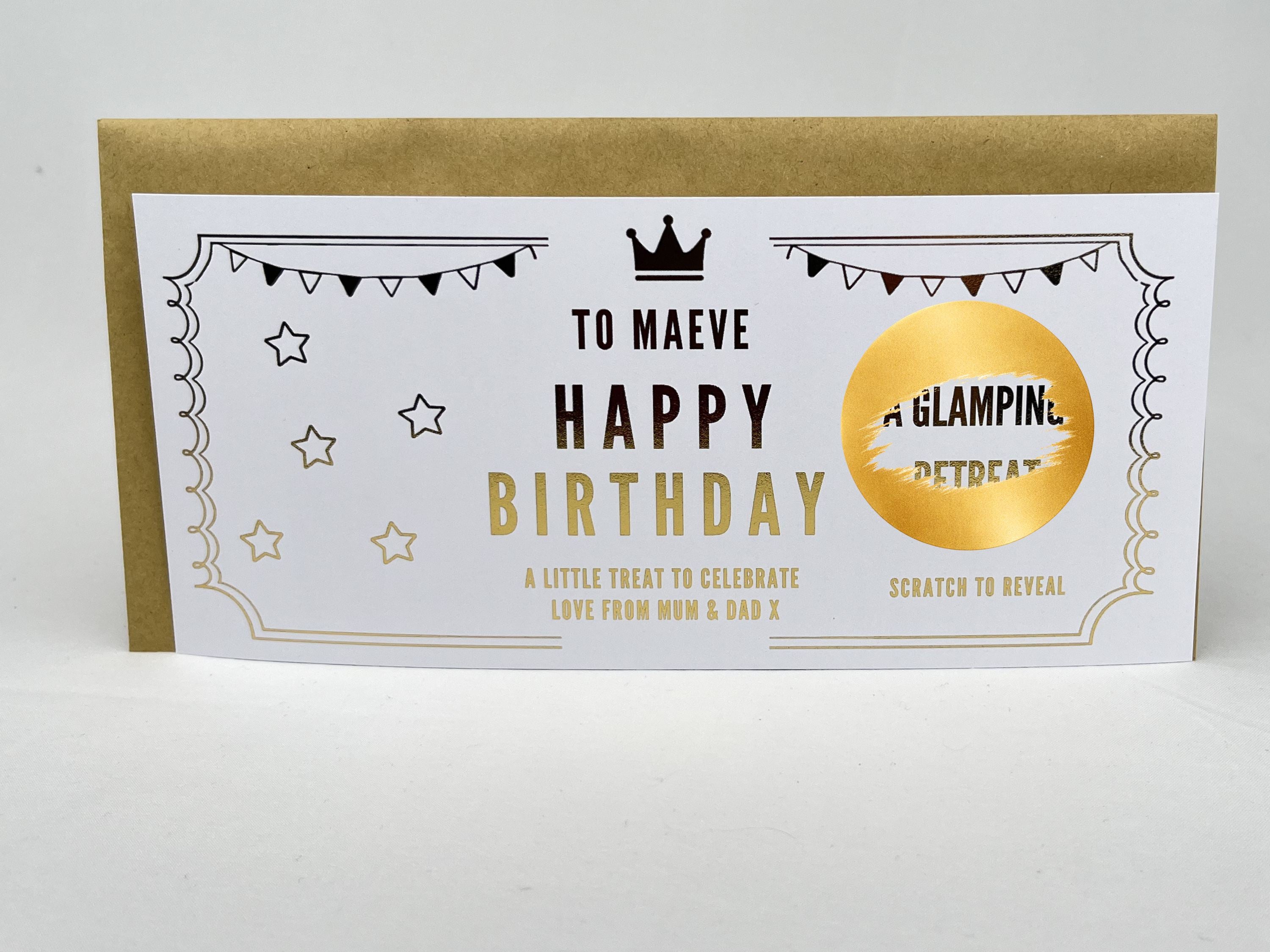 Personalised Gold Crown Birthday Scratch Reveal Gift Voucher