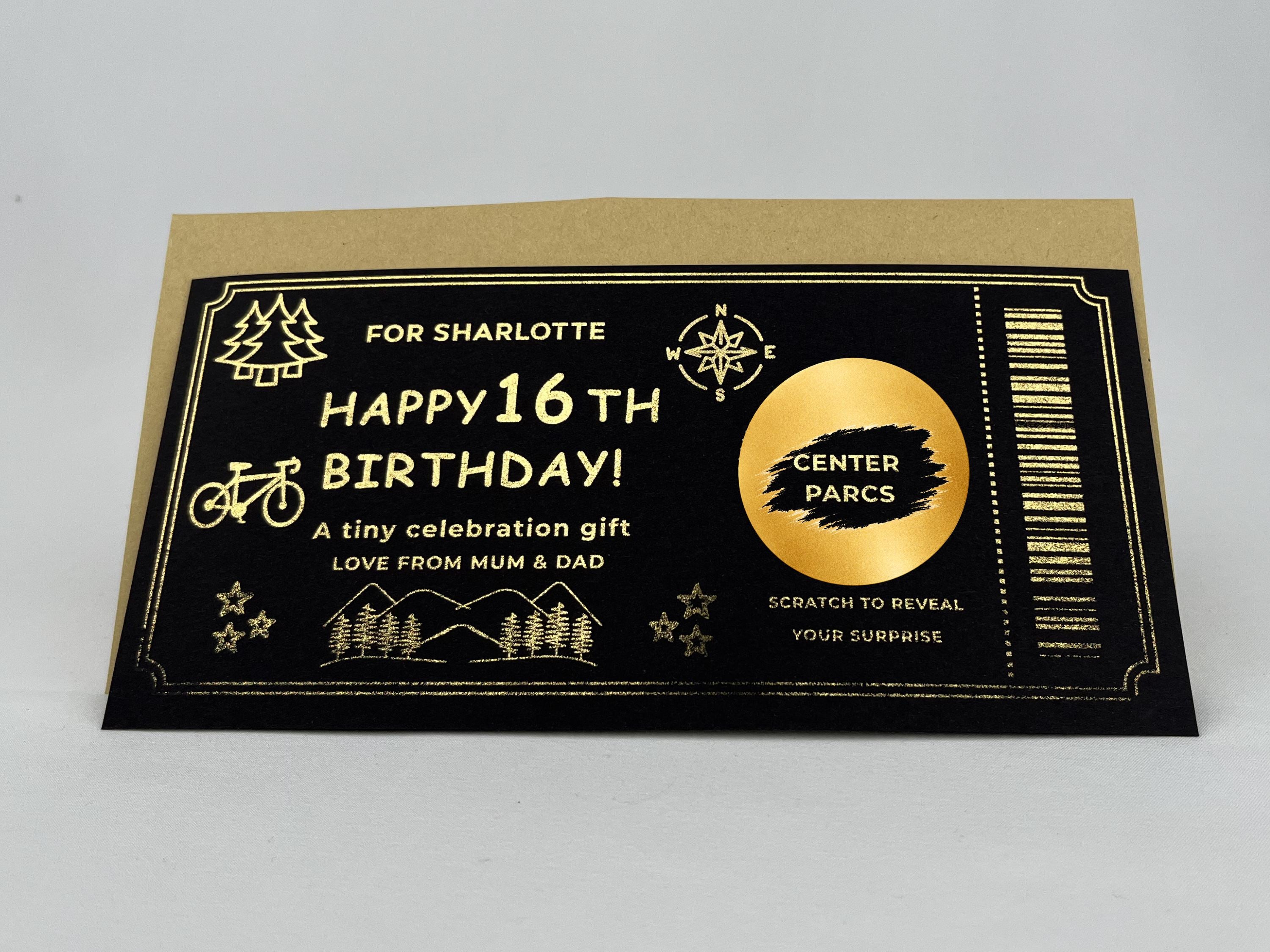 Personalised Gold Adventure Birthday Scratch Reveal Gift Voucher