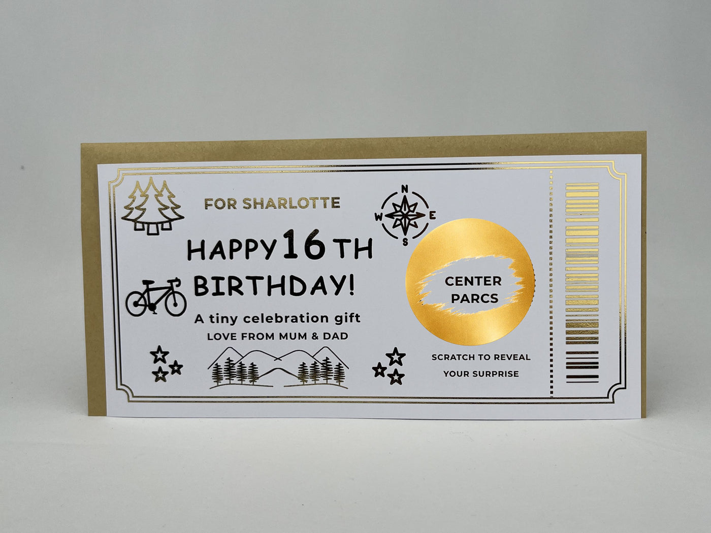 Personalised Gold Adventure Birthday Scratch Reveal Gift Voucher