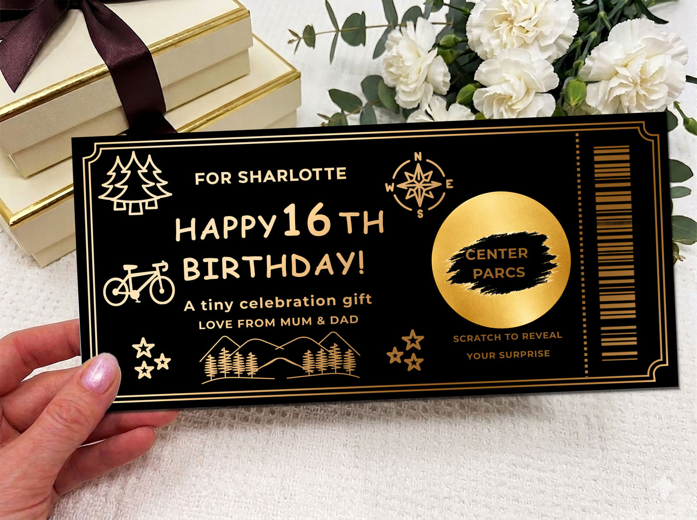 Personalised Gold Adventure Birthday Scratch Reveal Gift Voucher