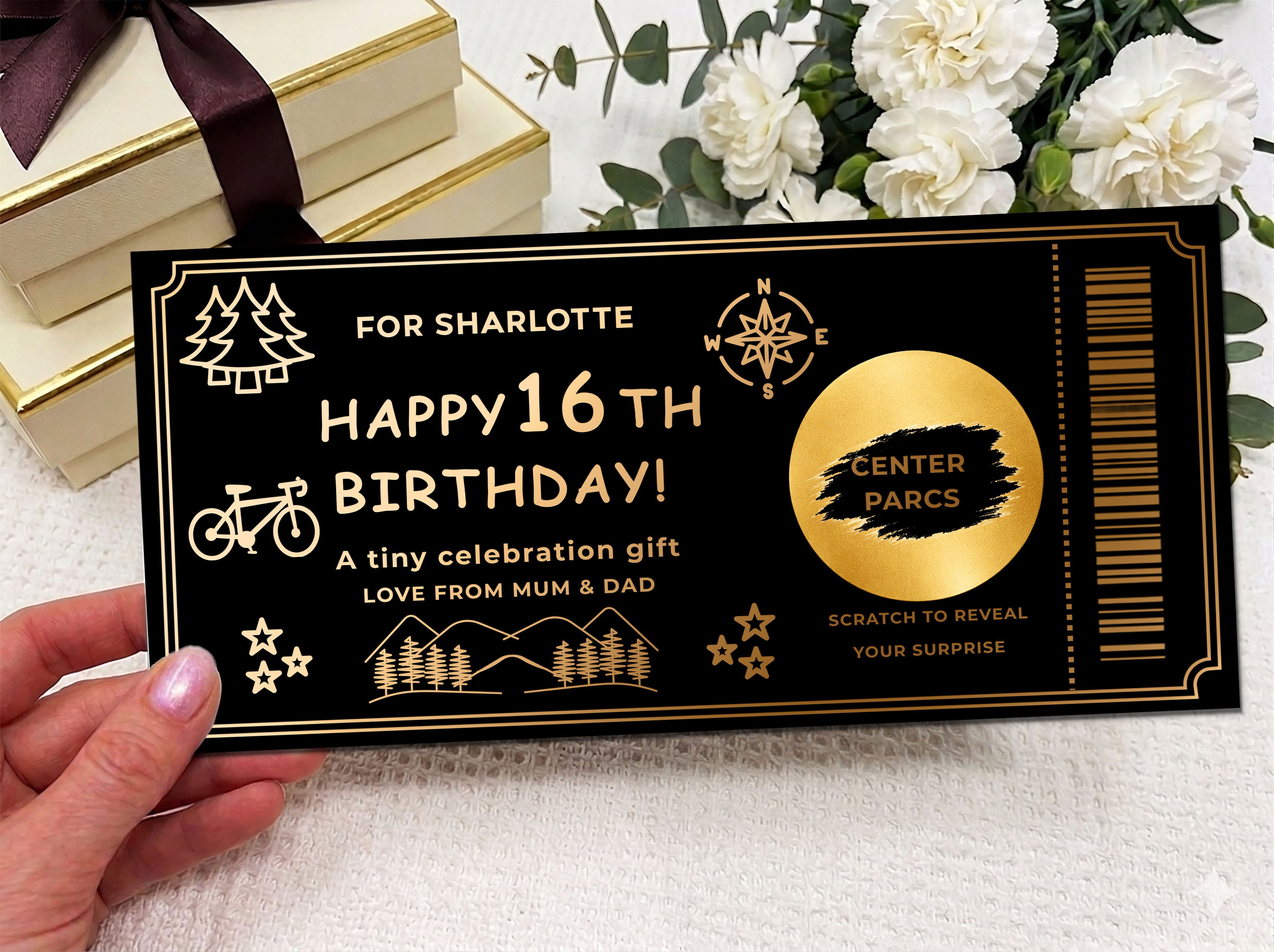 Personalised Gold Adventure Birthday Scratch Reveal Gift Voucher