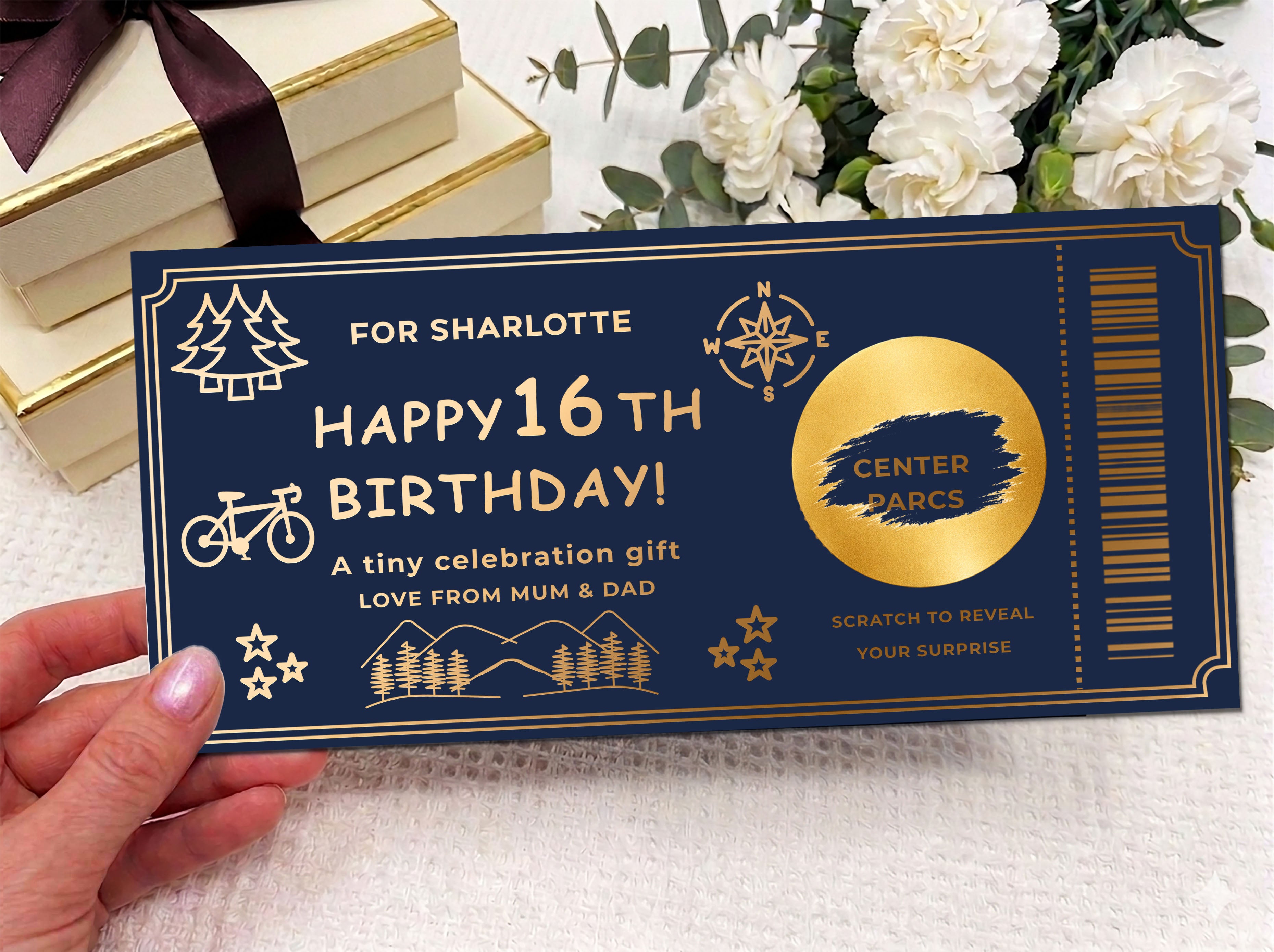 Personalised Gold Adventure Birthday Scratch Reveal Gift Voucher
