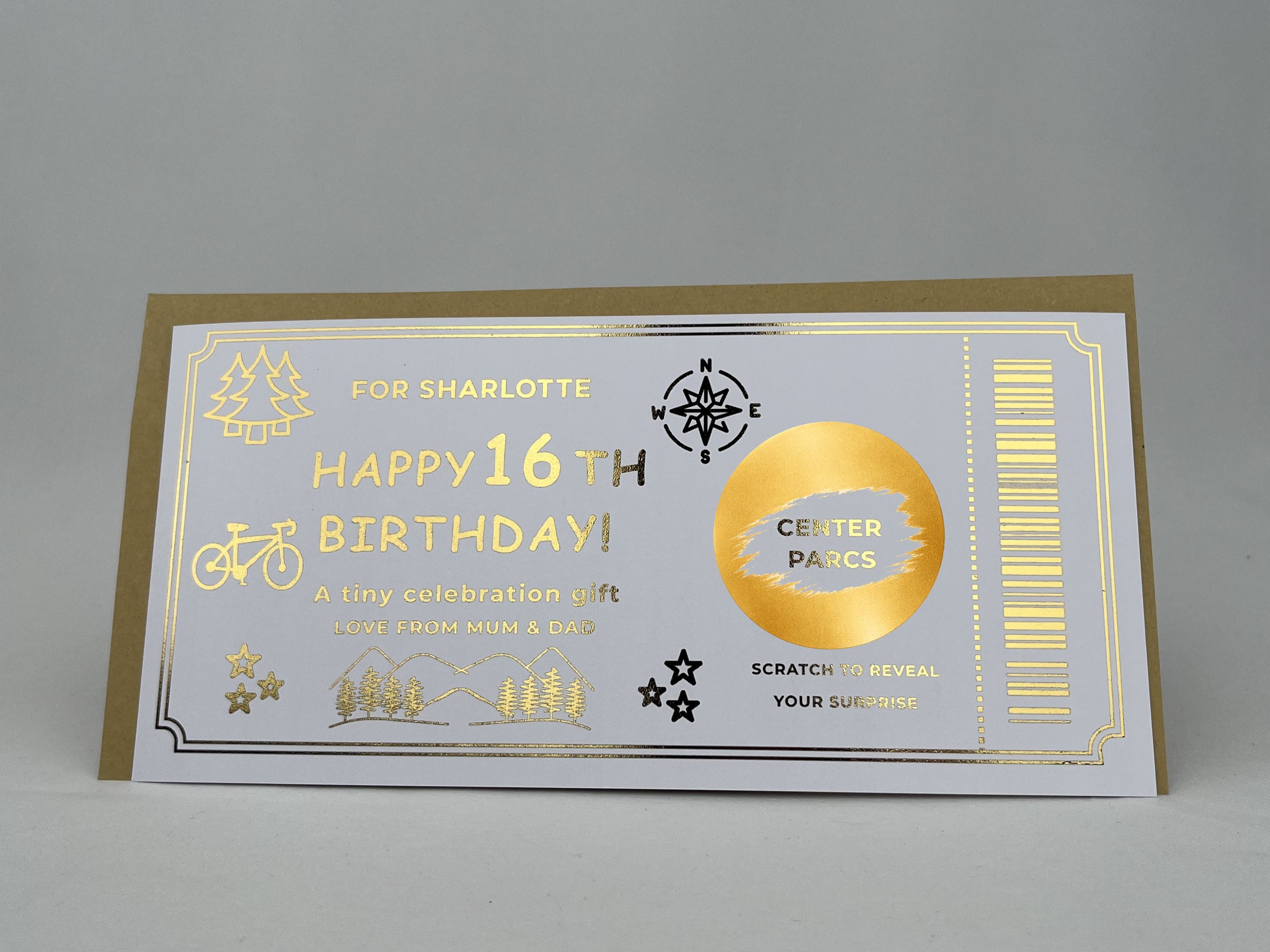 Personalised Gold Adventure Birthday Scratch Reveal Gift Voucher