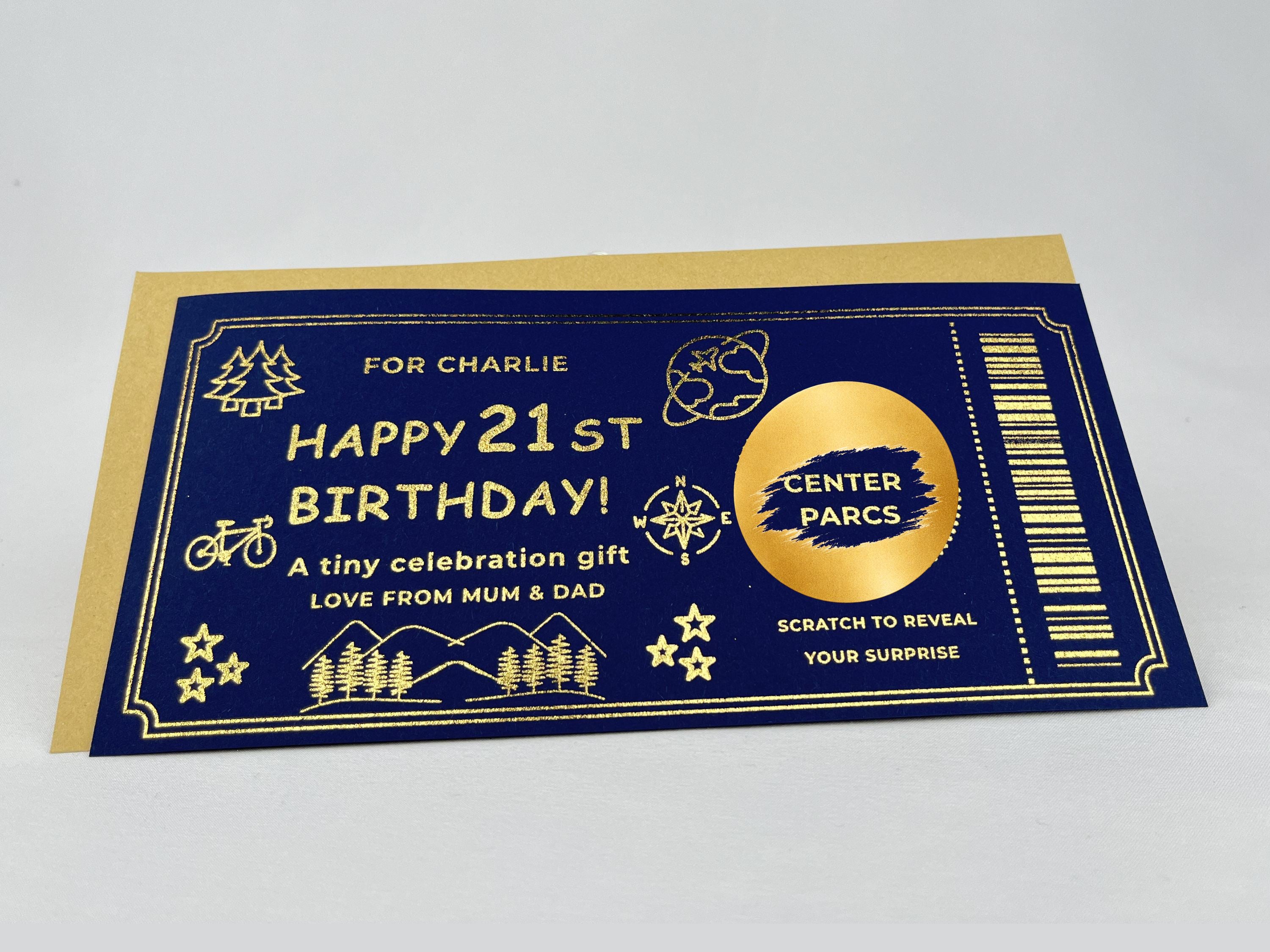Personalised Gold Adventure 21st Birthday Scratch Reveal Ticket