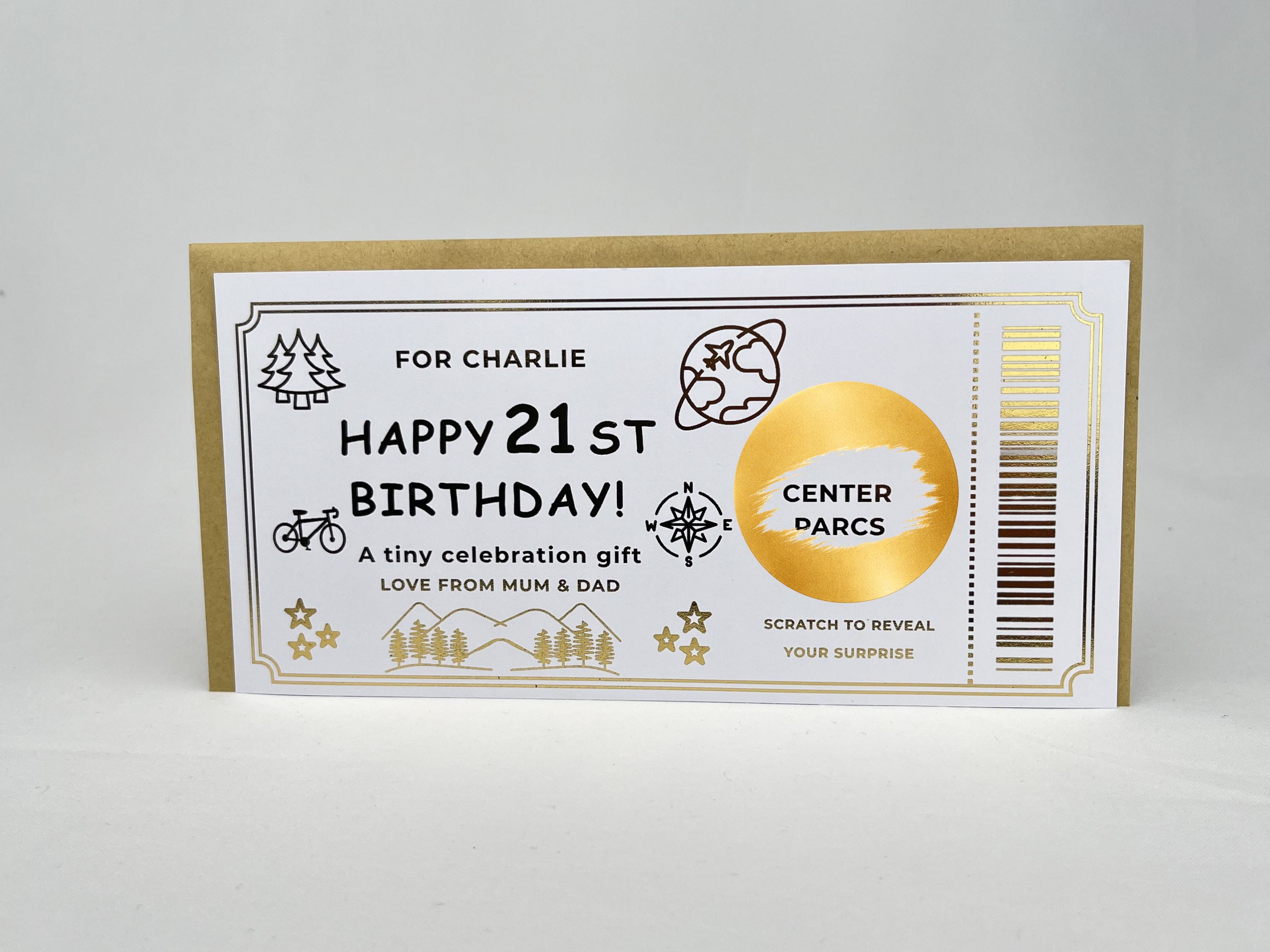 Personalised Gold Adventure 21st Birthday Scratch Reveal Ticket
