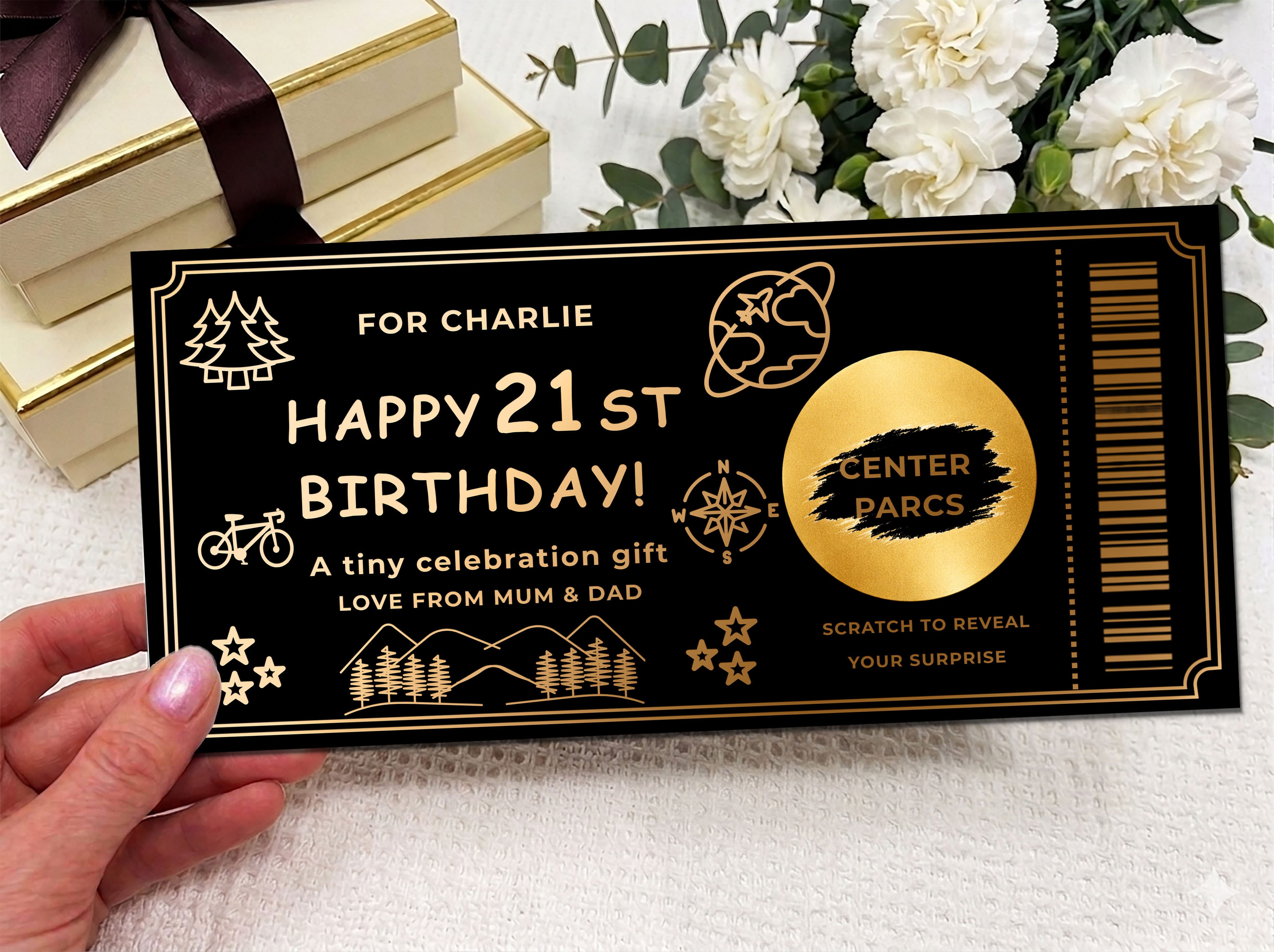 Personalised Gold Adventure 21st Birthday Scratch Reveal Ticket