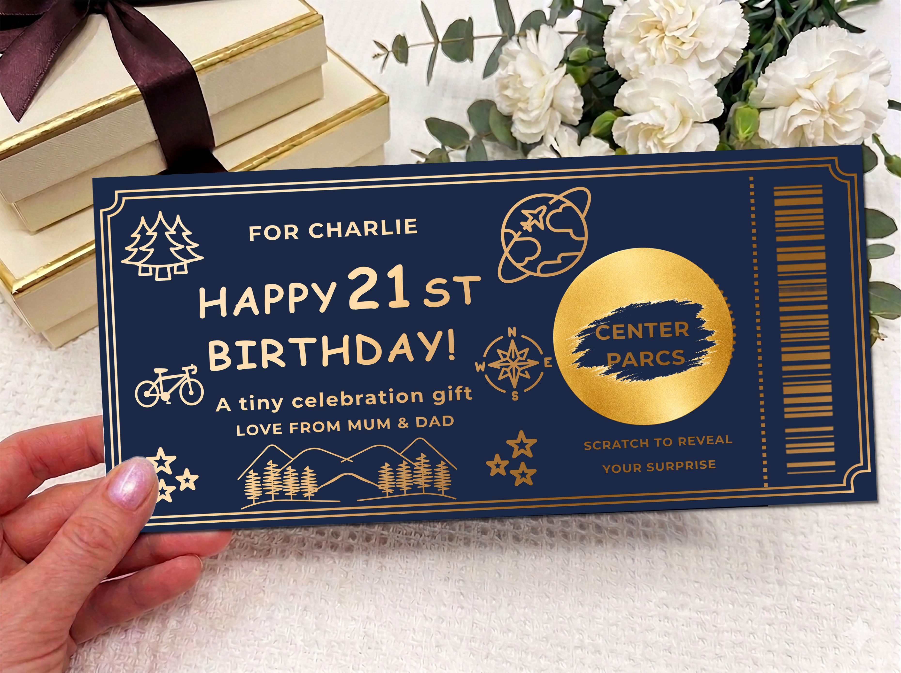 Personalised Gold Adventure 21st Birthday Scratch Reveal Ticket
