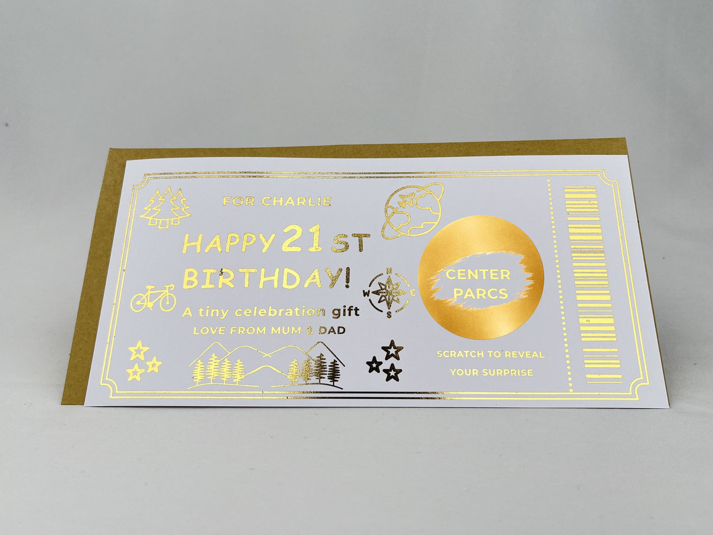 Personalised Gold Adventure 21st Birthday Scratch Reveal Ticket