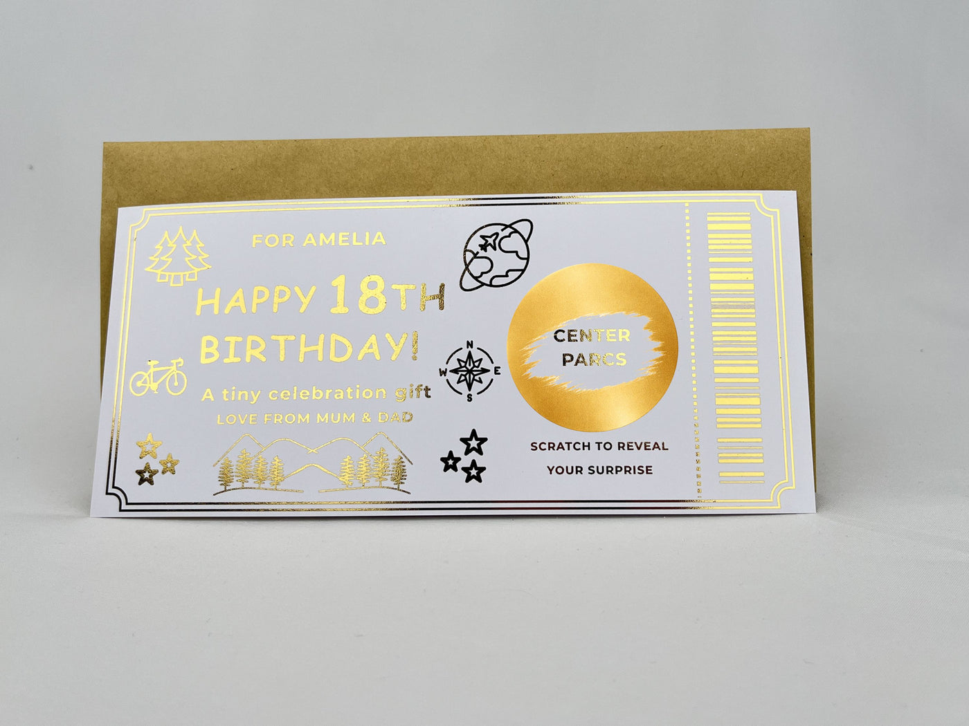 Personalised Gold Adventure 18th Birthday Scratch Reveal Ticket