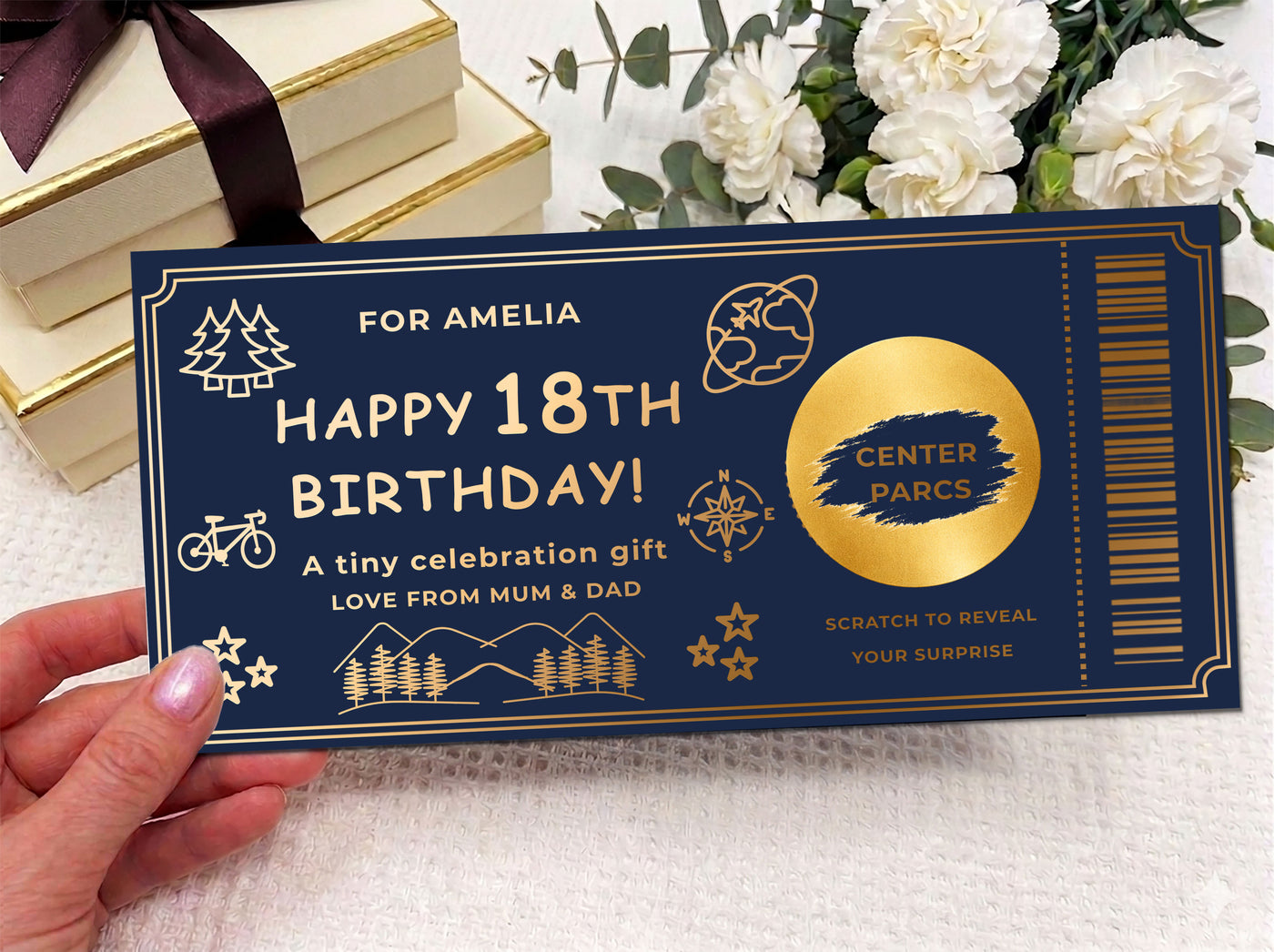 Personalised Gold Adventure 18th Birthday Scratch Reveal Ticket
