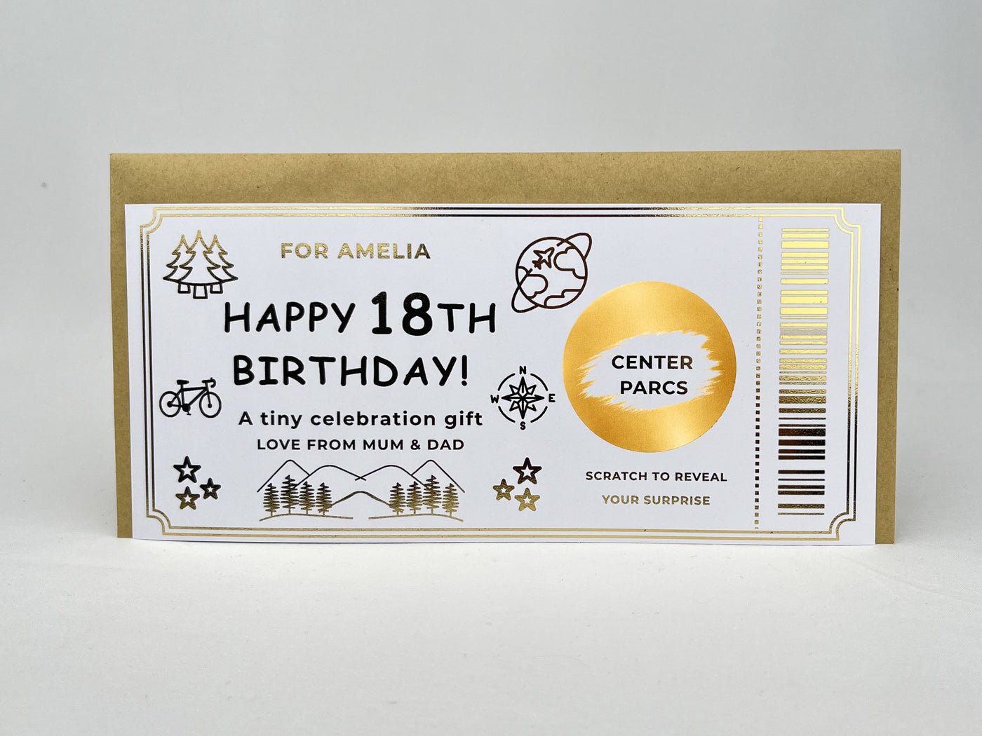 Personalised Gold Adventure 18th Birthday Scratch Reveal Ticket