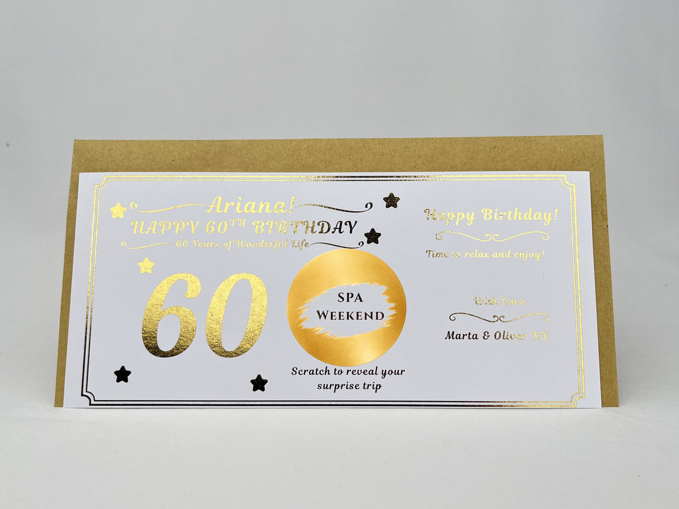 Personalised Gold Milestone Birthday Scratch Reveal Voucher