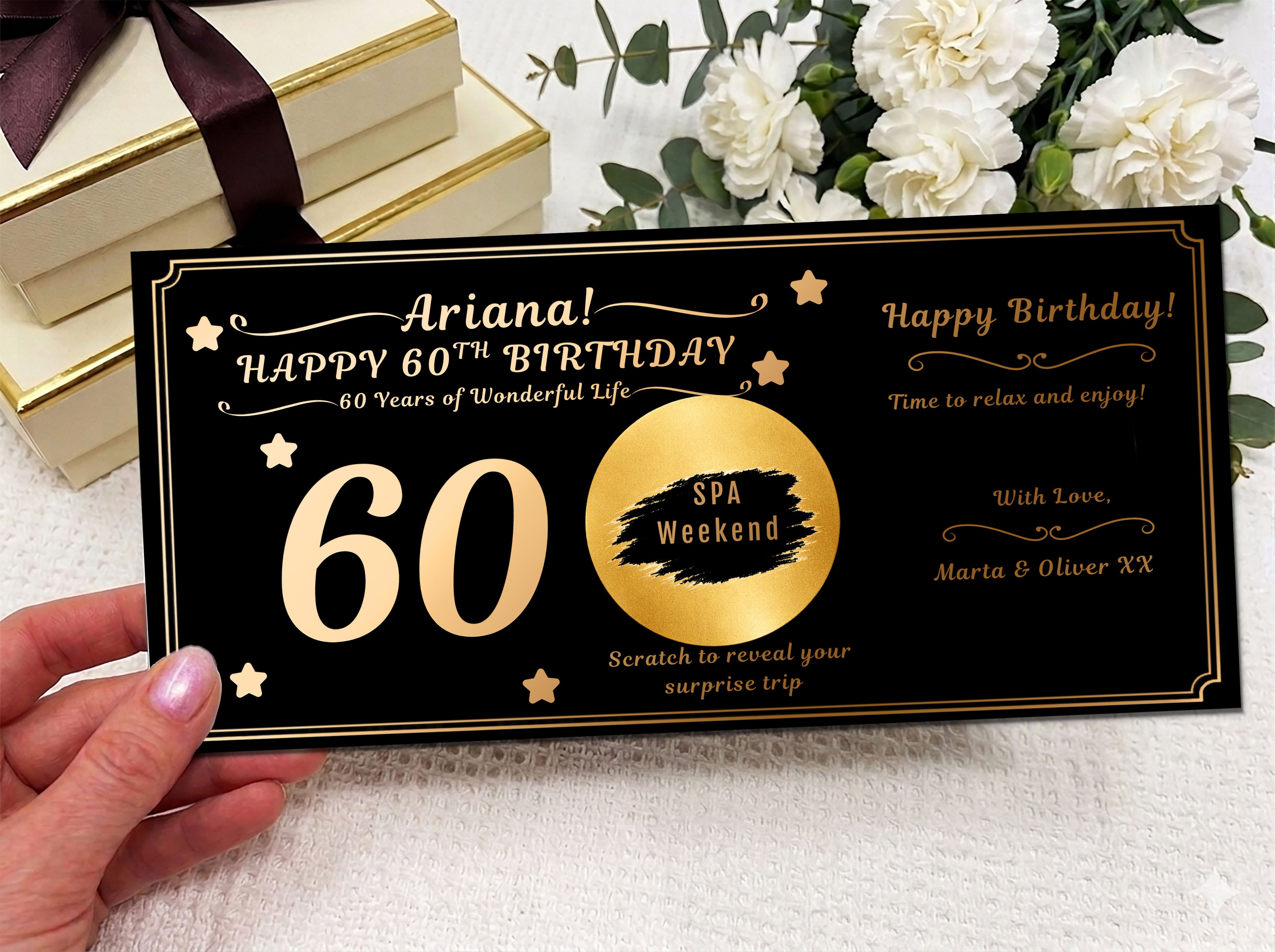 Personalised Gold Milestone Birthday Scratch Reveal Voucher