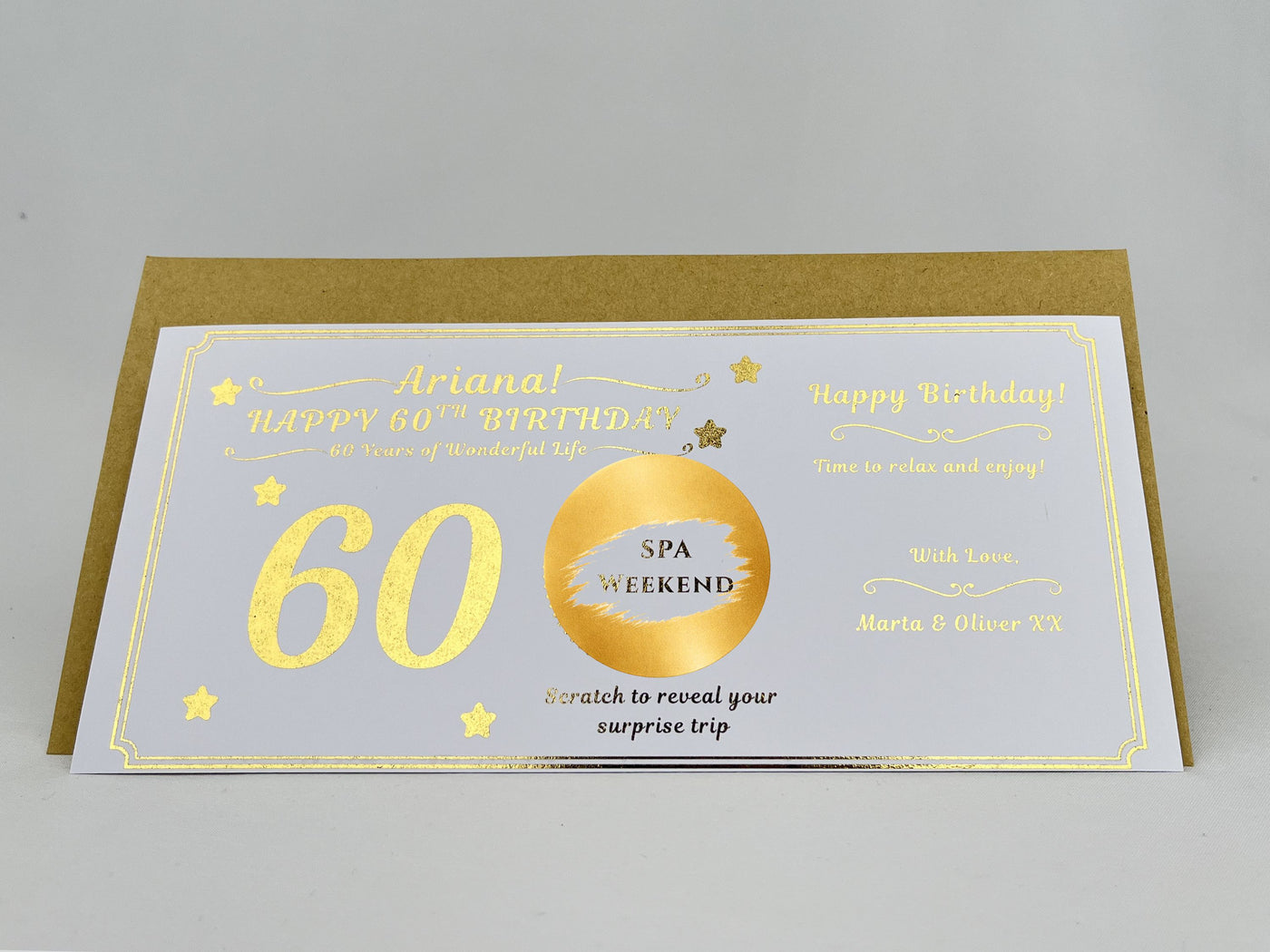 Personalised Gold Milestone Birthday Scratch Reveal Voucher