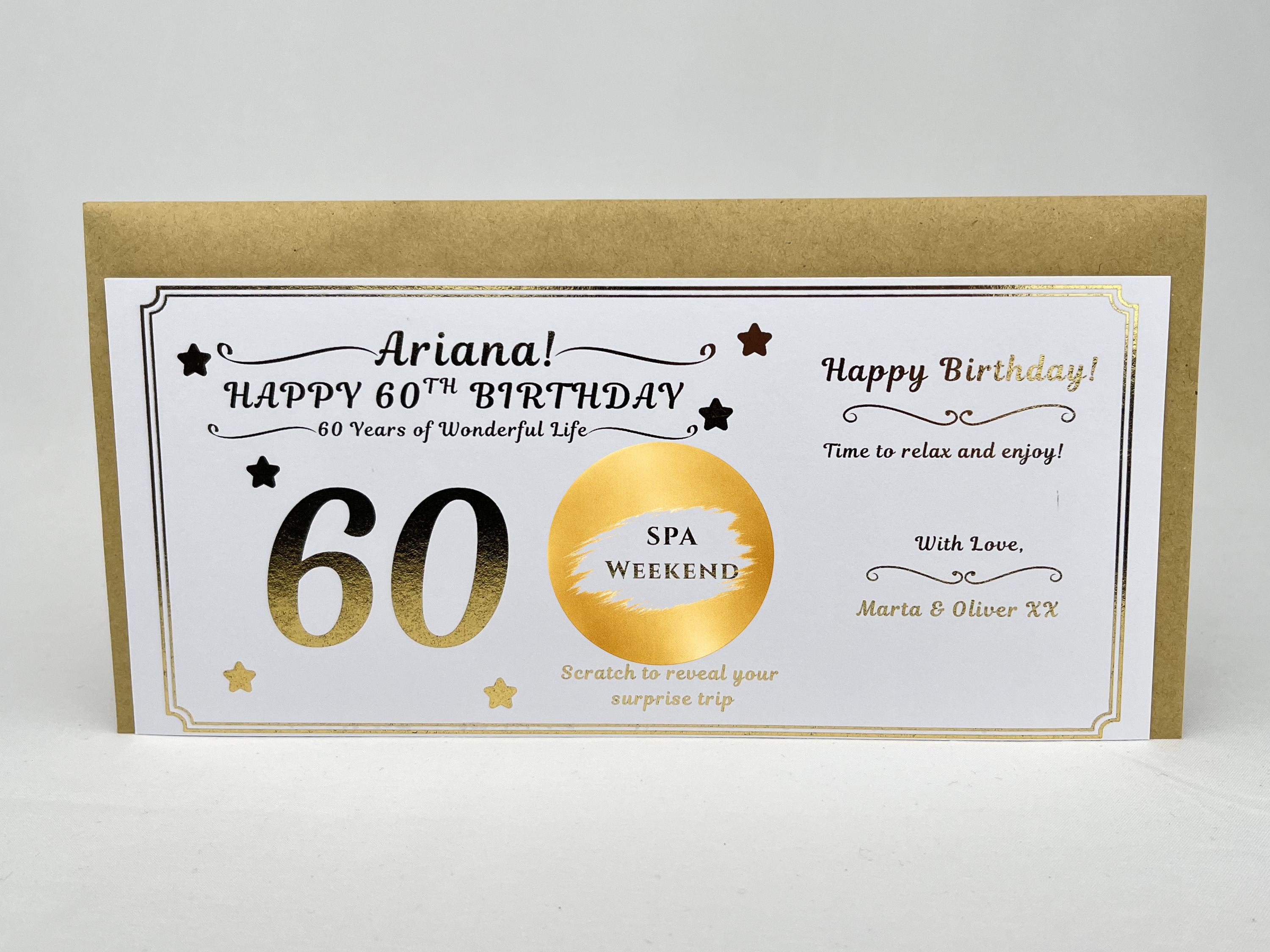 Personalised Gold Milestone Birthday Scratch Reveal Voucher
