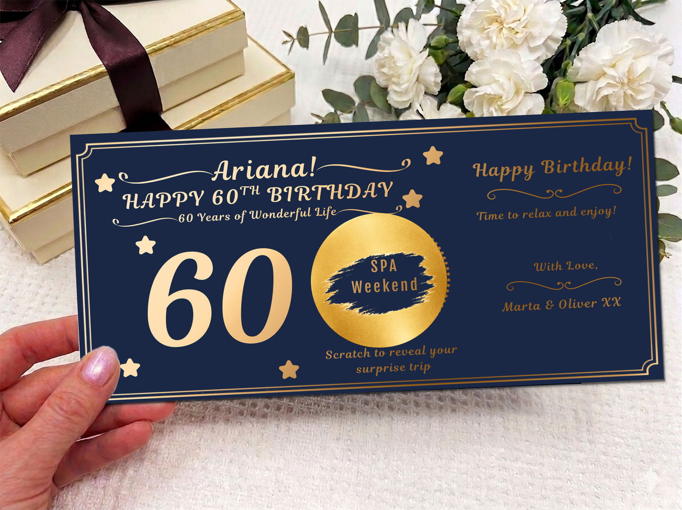 Personalised Gold Milestone Birthday Scratch Reveal Voucher