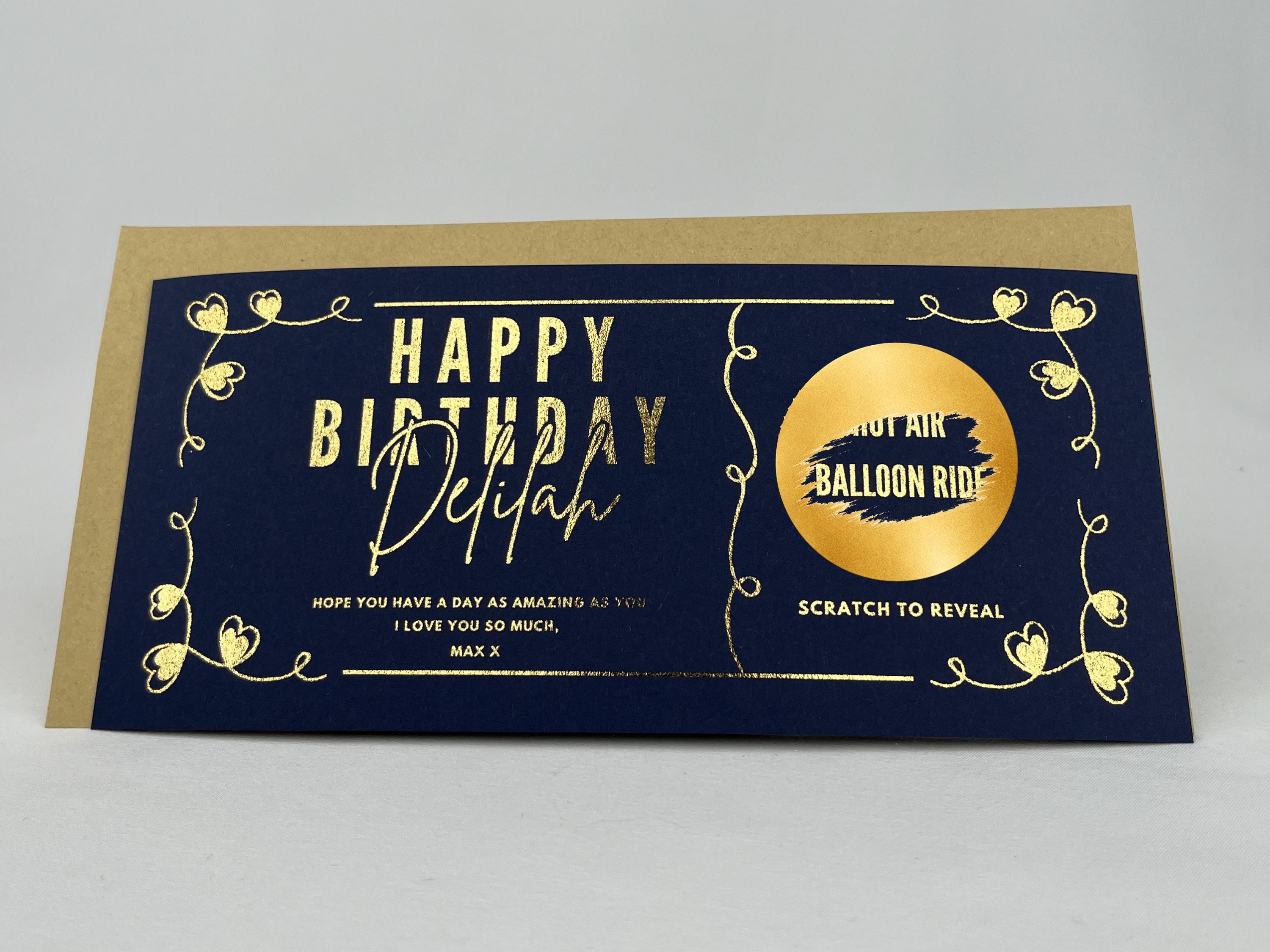 Romantic Birthday Scratch Off Card, Personalised Birthday Surprise Voucher
