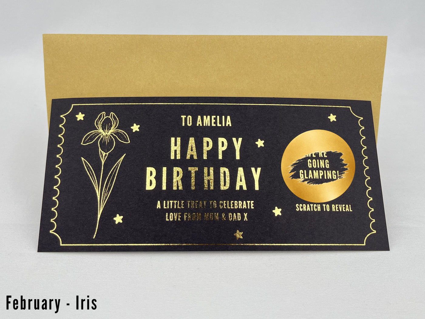 Personalised Gold Birth Month Flower Birthday Scratch Reveal Voucher
