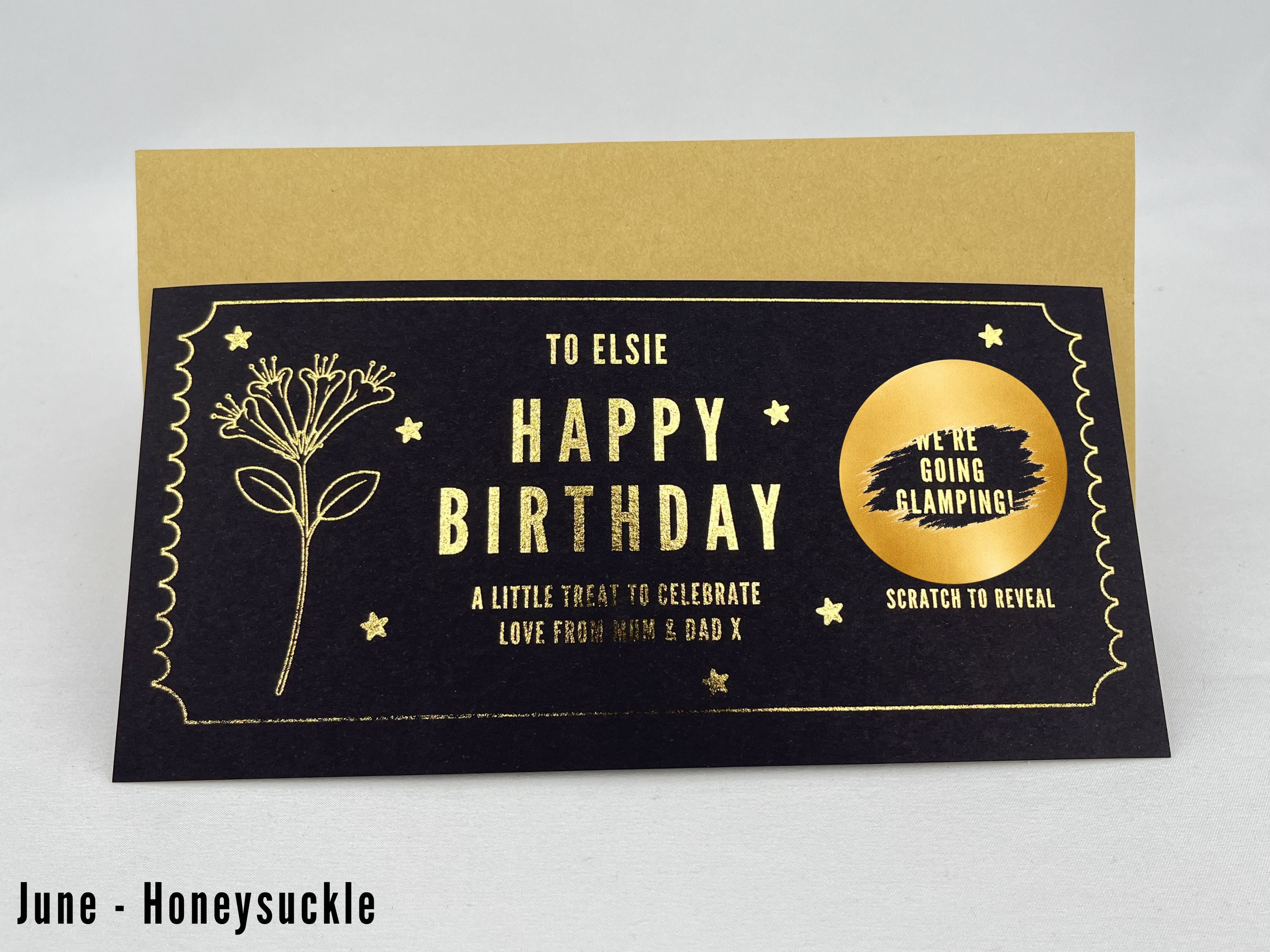 Personalised Gold Birth Month Flower Birthday Scratch Reveal Voucher