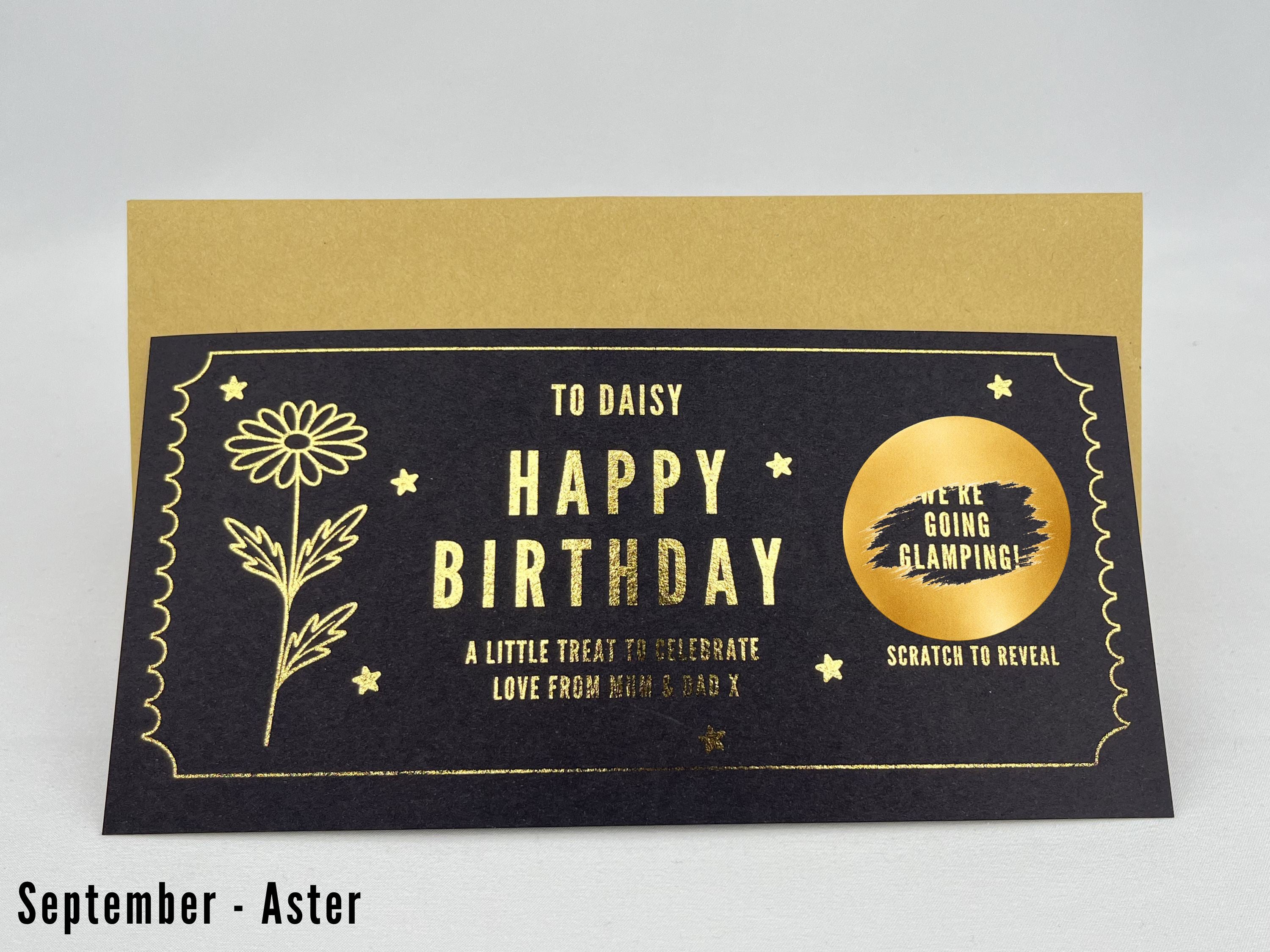 Personalised Gold Birth Month Flower Birthday Scratch Reveal Voucher