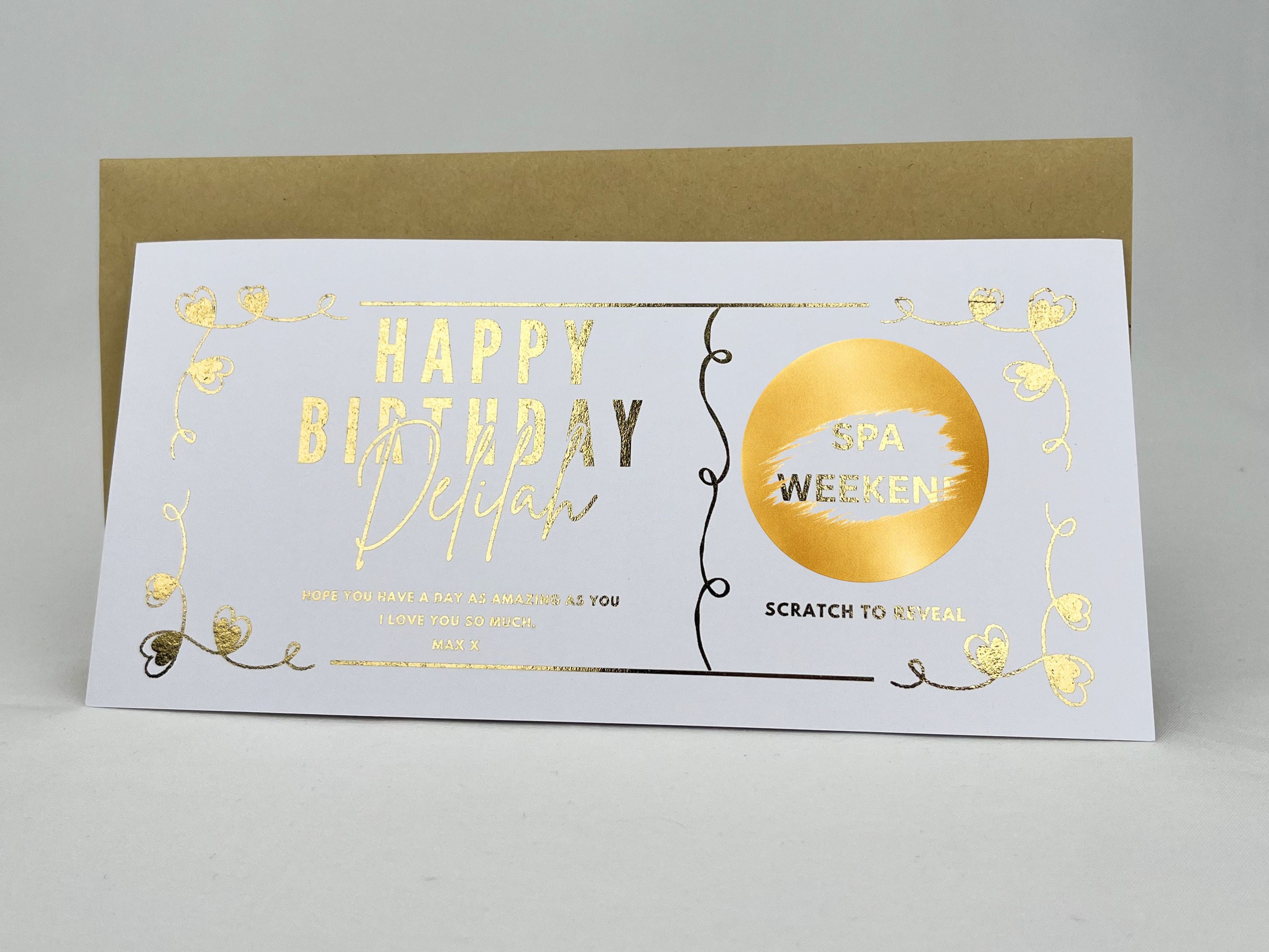 Romantic Birthday Scratch Off Card, Personalised Birthday Surprise Voucher