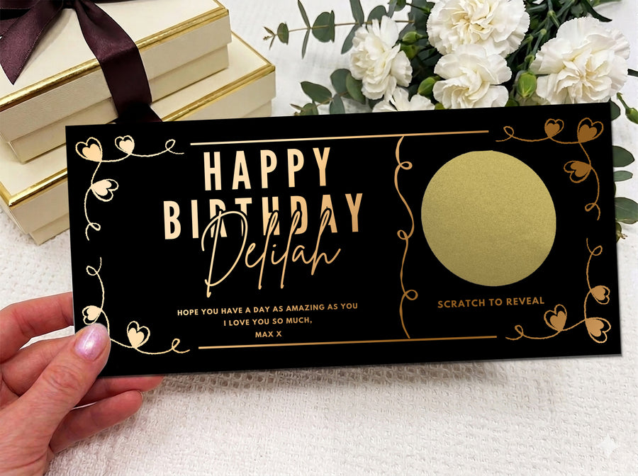 Romantic Birthday Scratch Off Card, Personalised Birthday Surprise Voucher