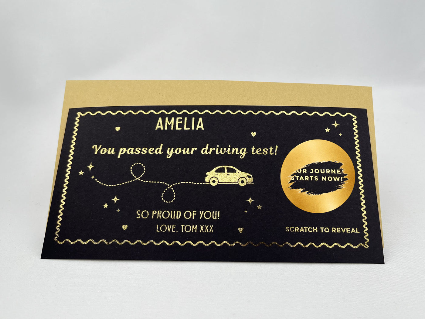 Personalised "You Passed" Driving Test Scratch Card – Luxury Gold Gift Reveal