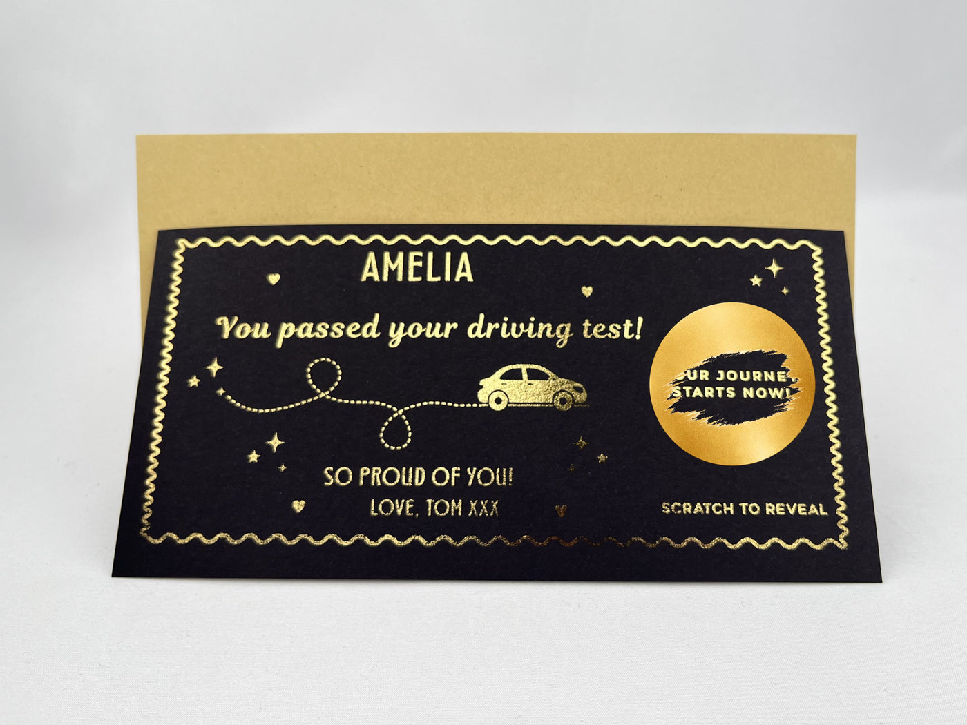 Personalised "You Passed" Driving Test Scratch Card – Luxury Gold Gift Reveal